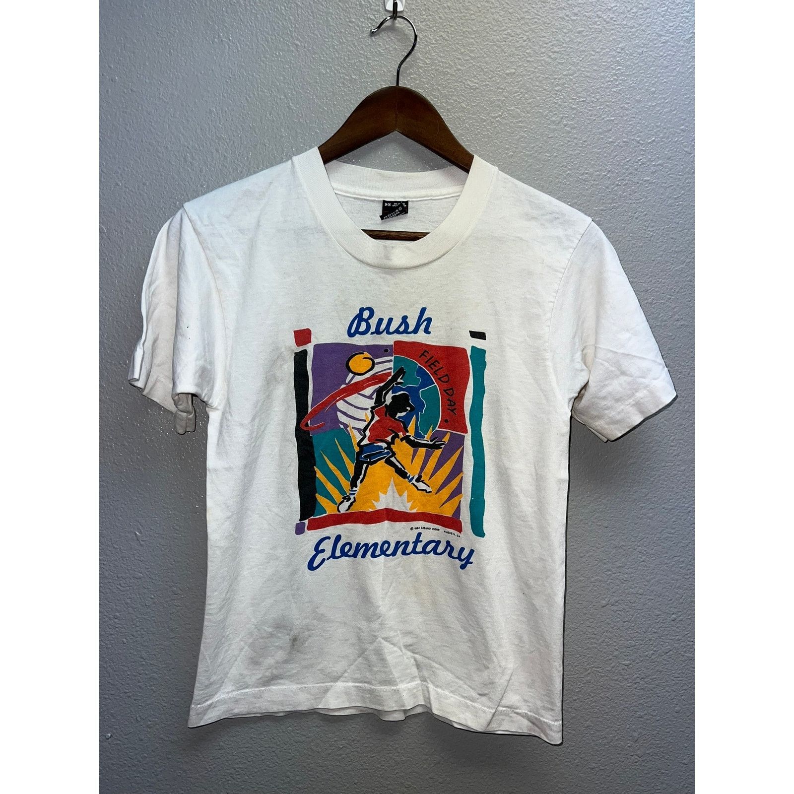 Fruit Of The Loom Youth Vintage Field Day Shirt Bush Elementary Sports Top L Size L / US 10 / IT 46 - 1 Thumbnail