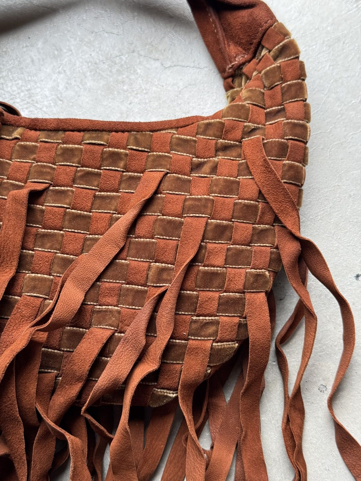 Bottega Veneta Bottega Veneta Fringe Hobo Intrecciato Suede and Velvet Mini Size ONE SIZE - 15 Thumbnail