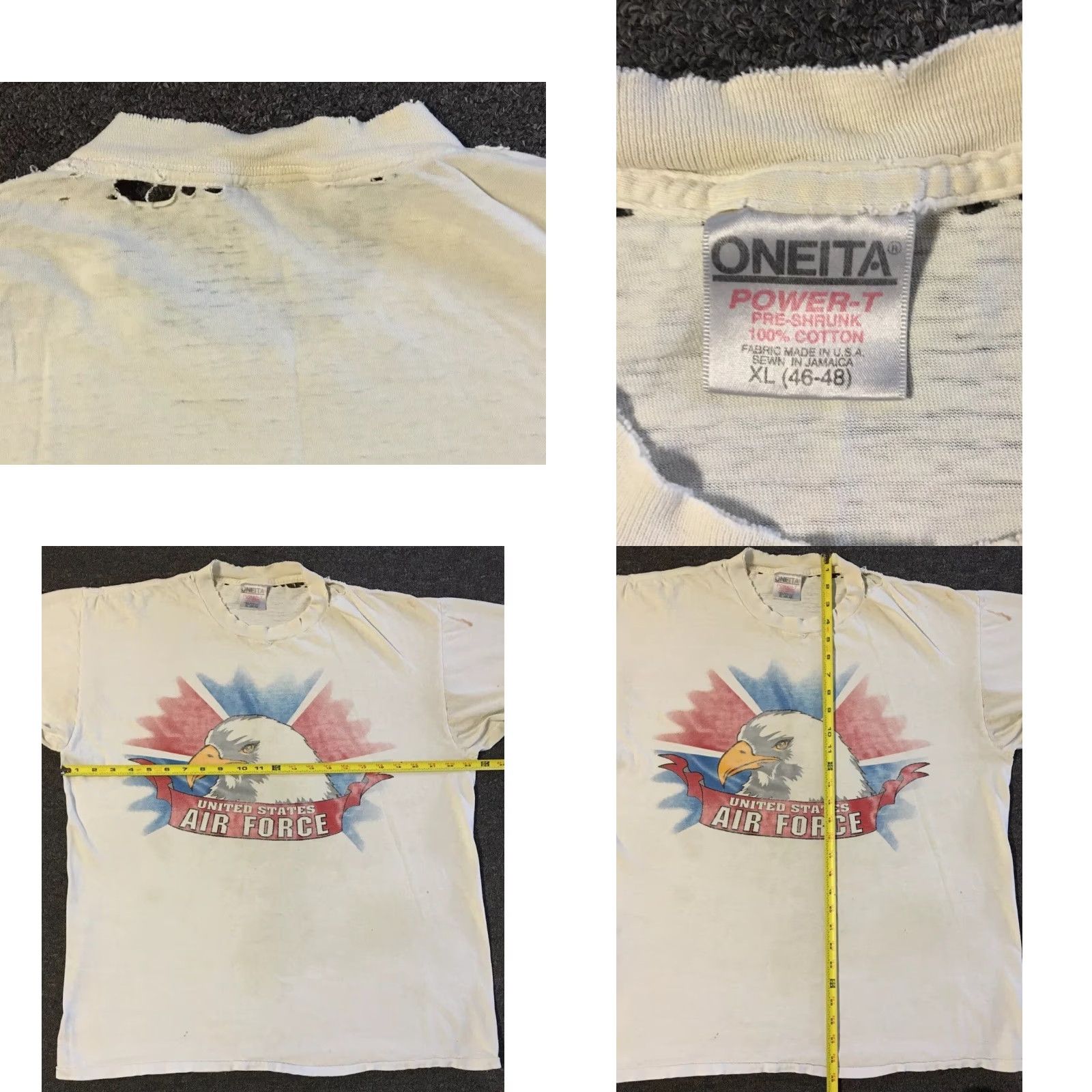 Vintage VINTAGE US Air Force Shirt XL Distressed Thrashed Eagle 90s Military Army Grunge Single Stitch Men T-Shirt White Crew Neck Short Sleeve Graphic Tee Size US XL / EU 56 / 4 - 11 Thumbnail