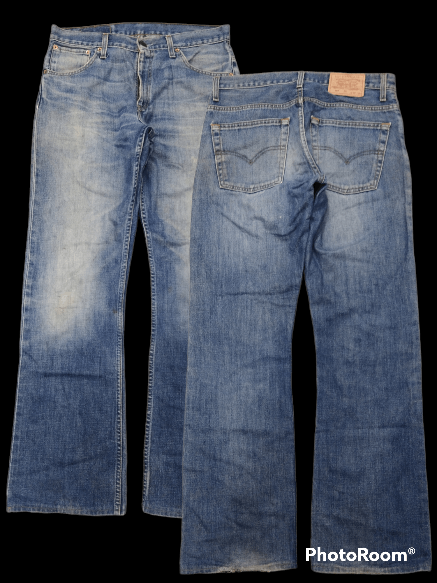 image of 2000S Sick Flare Levis 507 Denim Pants in Blue Distressed, Men's (Size 32)