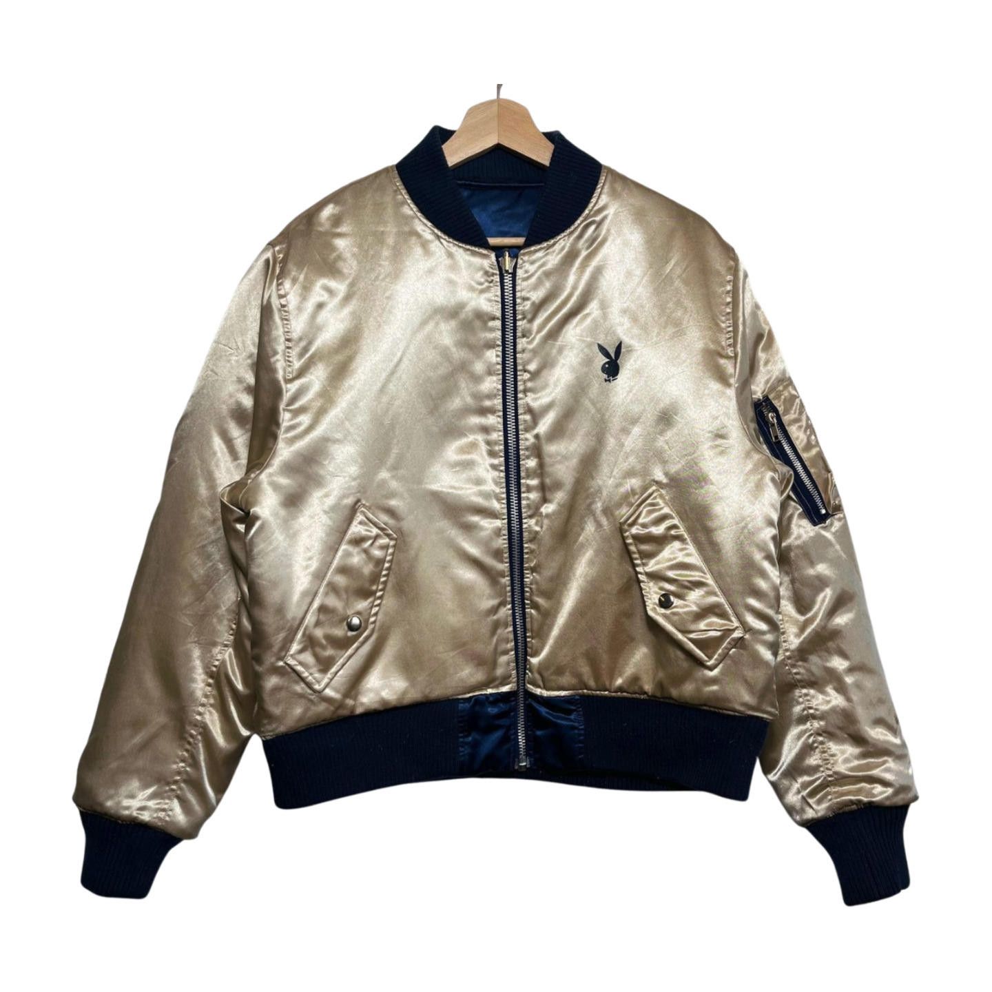 Playboy Vintage 80s Playboy Bunny Reversible Satin Bomber Jacket L | Grailed
