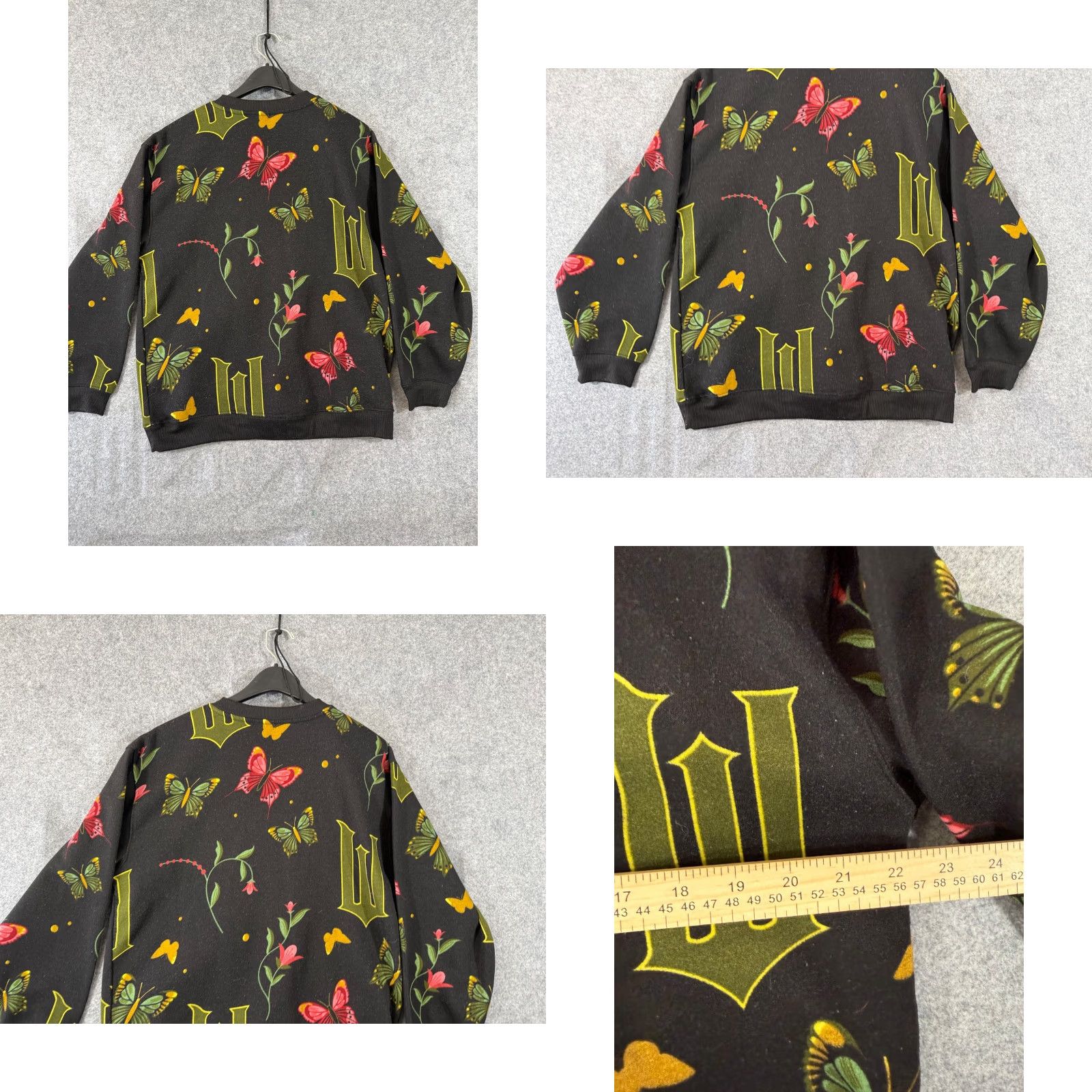 Vintage Wicked Sweatshirt Womens M Black Butterfly Print Fleece Pullover Long Sleeve Crew Neck Size M / US 6-8 / IT 42-44 - 8 Thumbnail