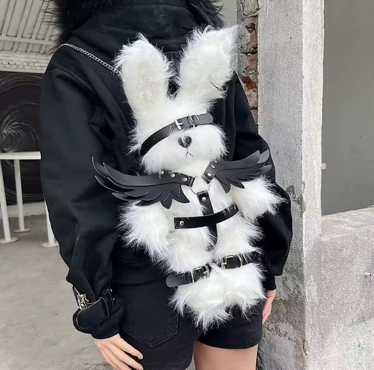 Other Y2K Gothic Lolita Rabbit Ear Backpack – Handmade Plush Wings Size ONE SIZE - 1 Thumbnail
