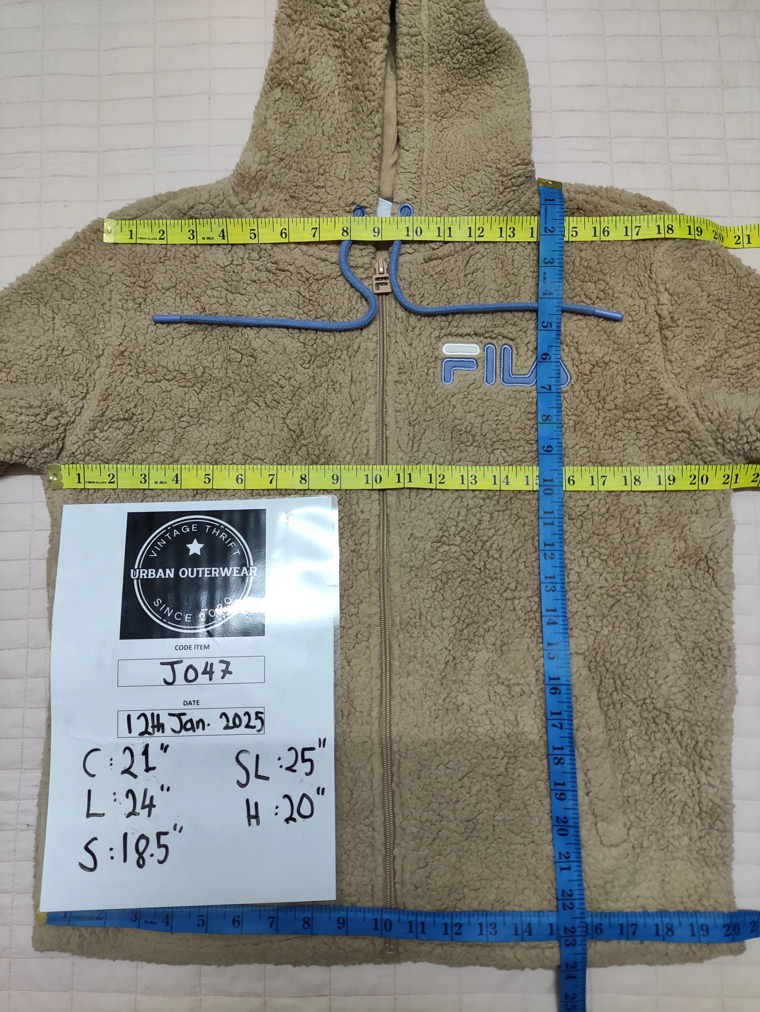 Fila FILA Sherpa Fleece Zip-Up Hoodie Beige Retro Streetwear Size US S / EU 44-46 / 1 - 12 Thumbnail