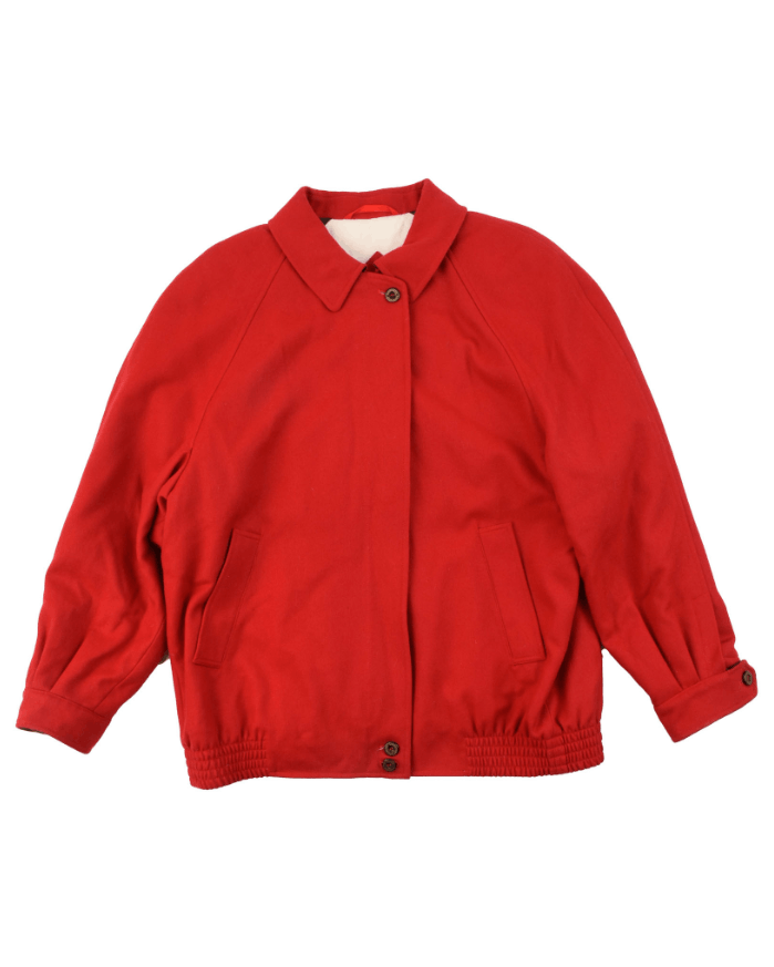 Burberry Women's Burberrys Vintage 100% Wool Bomber Jacket Red XL Size XL / US 12-14 / IT 48-50 - 1 Thumbnail
