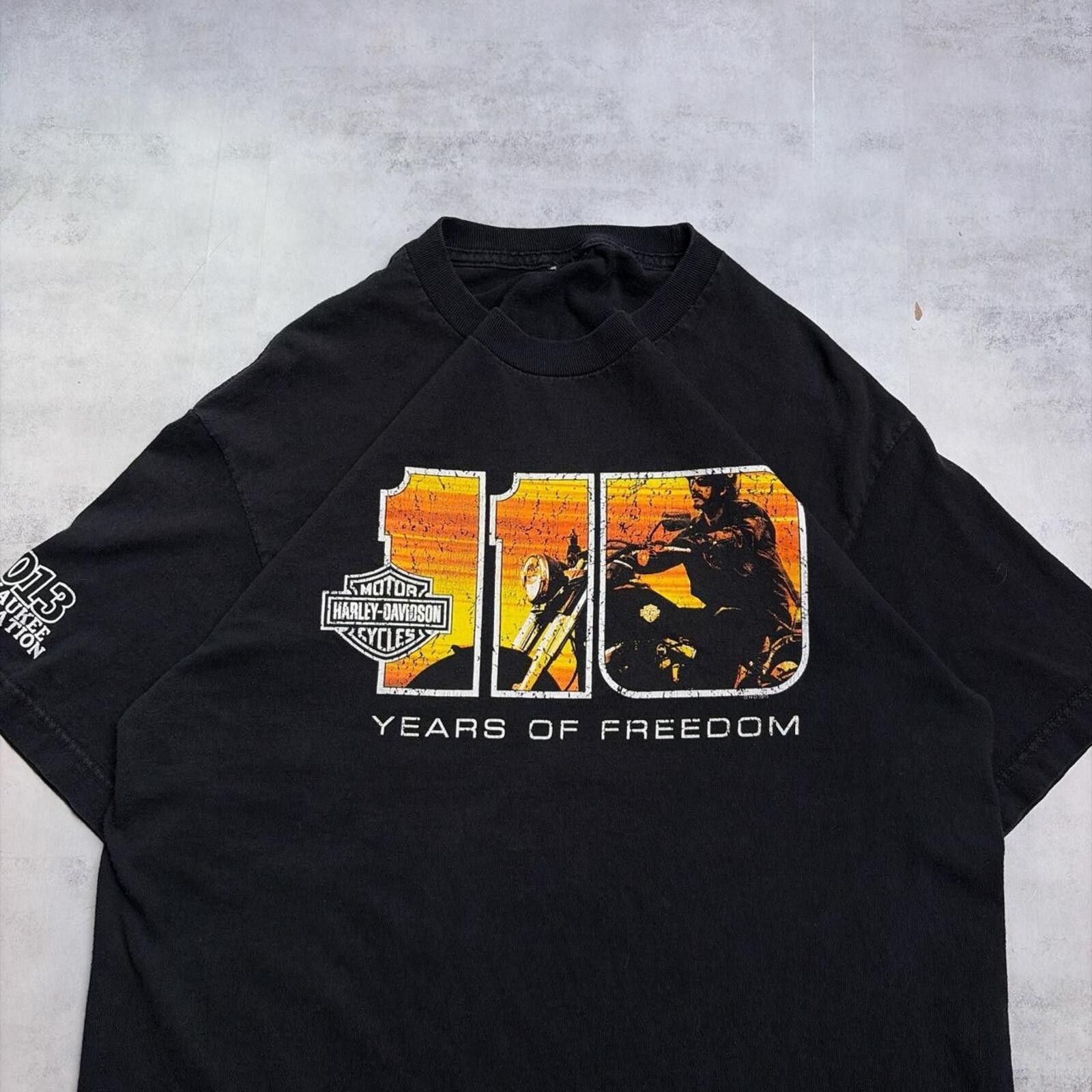 Harley Davidson Y2K Black Harley Davidson Anniversary Grunge Biker T-Shirt Size US L / EU 52-54 / 3 - 5 Thumbnail