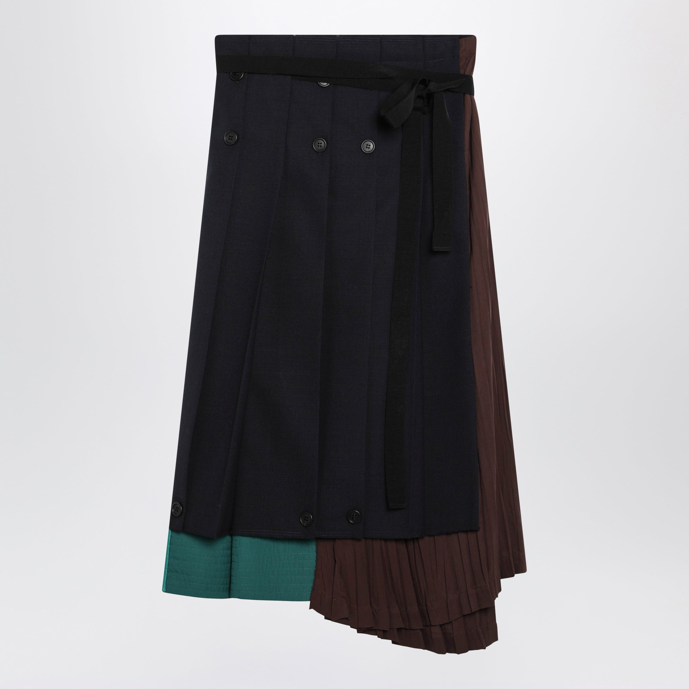 Prada Prada Asymmetric Patchwork Skirt In Virgin Wool, Blue Size 28" / US 6 / IT 42 - 1 Thumbnail