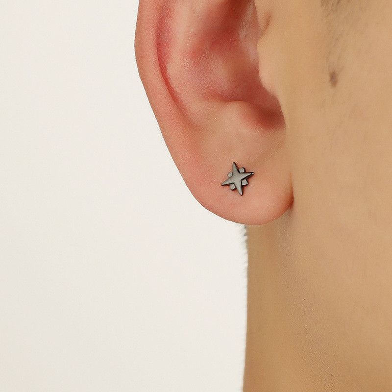 Jewelry × Sterling Silver Star Modern Earrings One Pairs Chrome Jewelry Size ONE SIZE - 1 Thumbnail