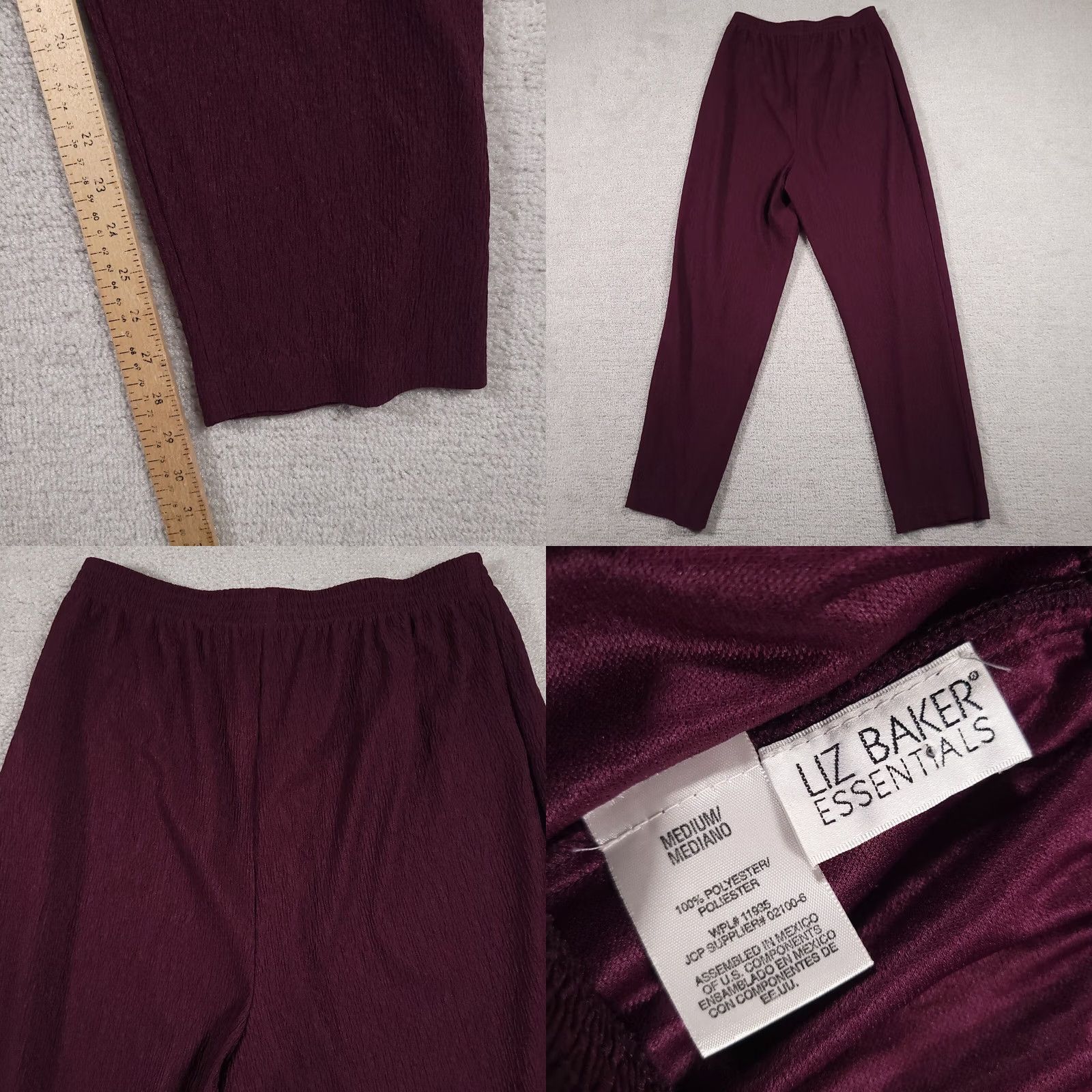Vintage VINTAGE Liz Baker Essentials Dress Pants Womens Med Purple Pull On High Rise Texture Dress Pants Regular 26x29 Solid Linen? Size 32" / US 10 / IT 46 - 8 Thumbnail