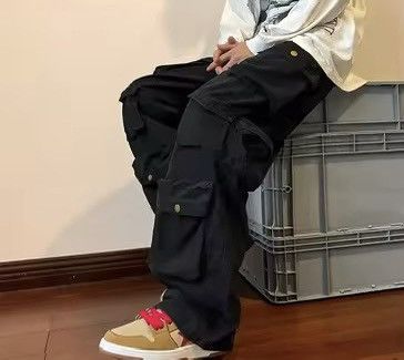Japanese Brand Baggy Cargo Pants - Y2K Skate Streetwear Size US 33 - 3 Thumbnail