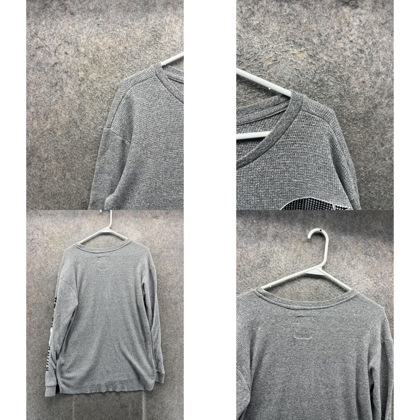 Ecko Unltd. Ecko Unltd Sweater Mens XL Gray Waffle-Knit Thermal Graphic Crewneck Pullover Size US XL / EU 56 / 4 - 8 Thumbnail