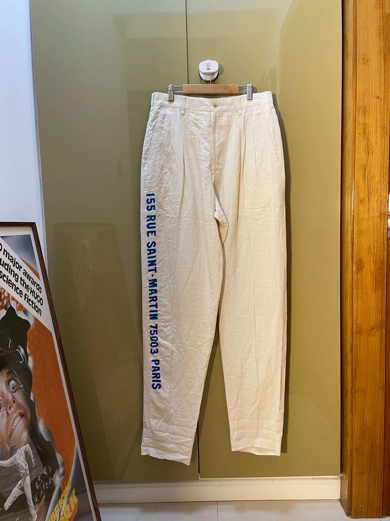 Yohji Yamamoto Yohji Yamamoto size m 93SS white linen monogrammed trousers Size US 28 / EU 44 - 1 Thumbnail