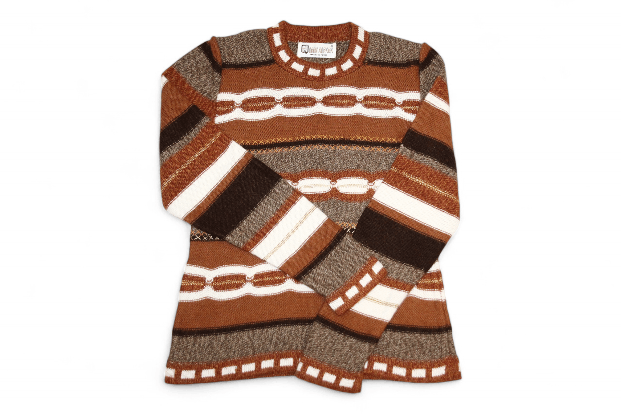 Homespun Knitwear VTG Handcrafted Alpaca Wool Knit Sweater Tribal Pattern Size M / US 6-8 / IT 42-44 - 2 Thumbnail