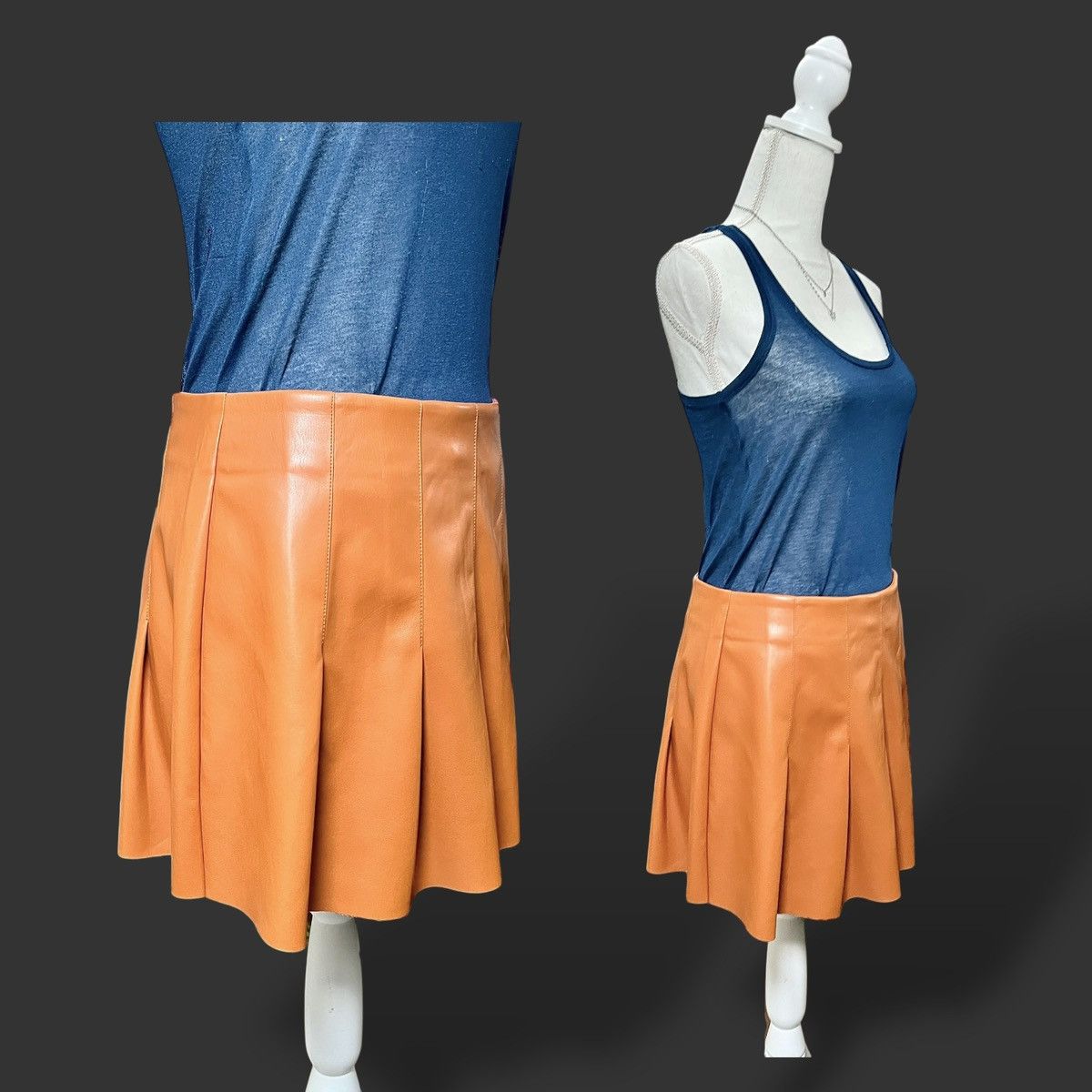 Other dRA Women’s Rust Brown Pleated Mini Faux Leather Skirt Sz M Size 30" / US 8 / IT 44 - 9 Thumbnail