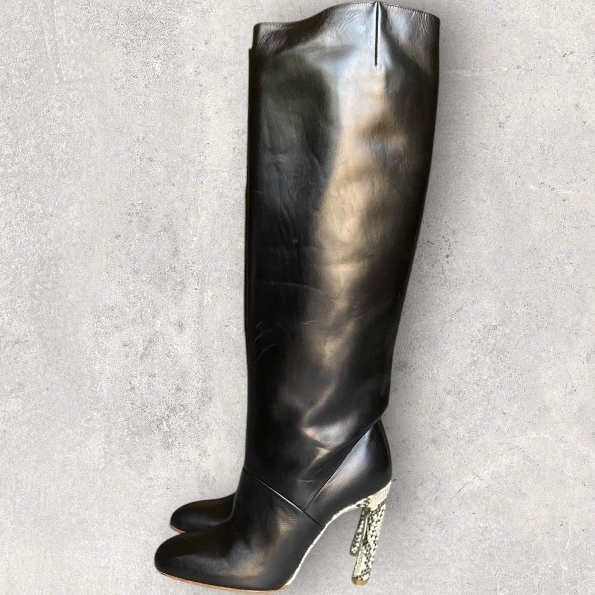 Dries Van Noten Knees High Boots With Snakeskin Heels Size US 6.5 / IT 36.5 - 3 Thumbnail