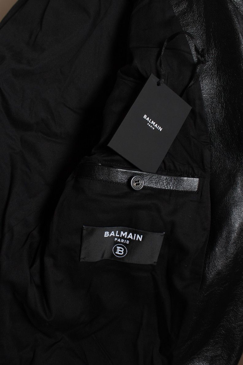 Balmain Balmain, Black leather biker jacket with zippers and logo Size US L / EU 52-54 / 3 - 10 Thumbnail