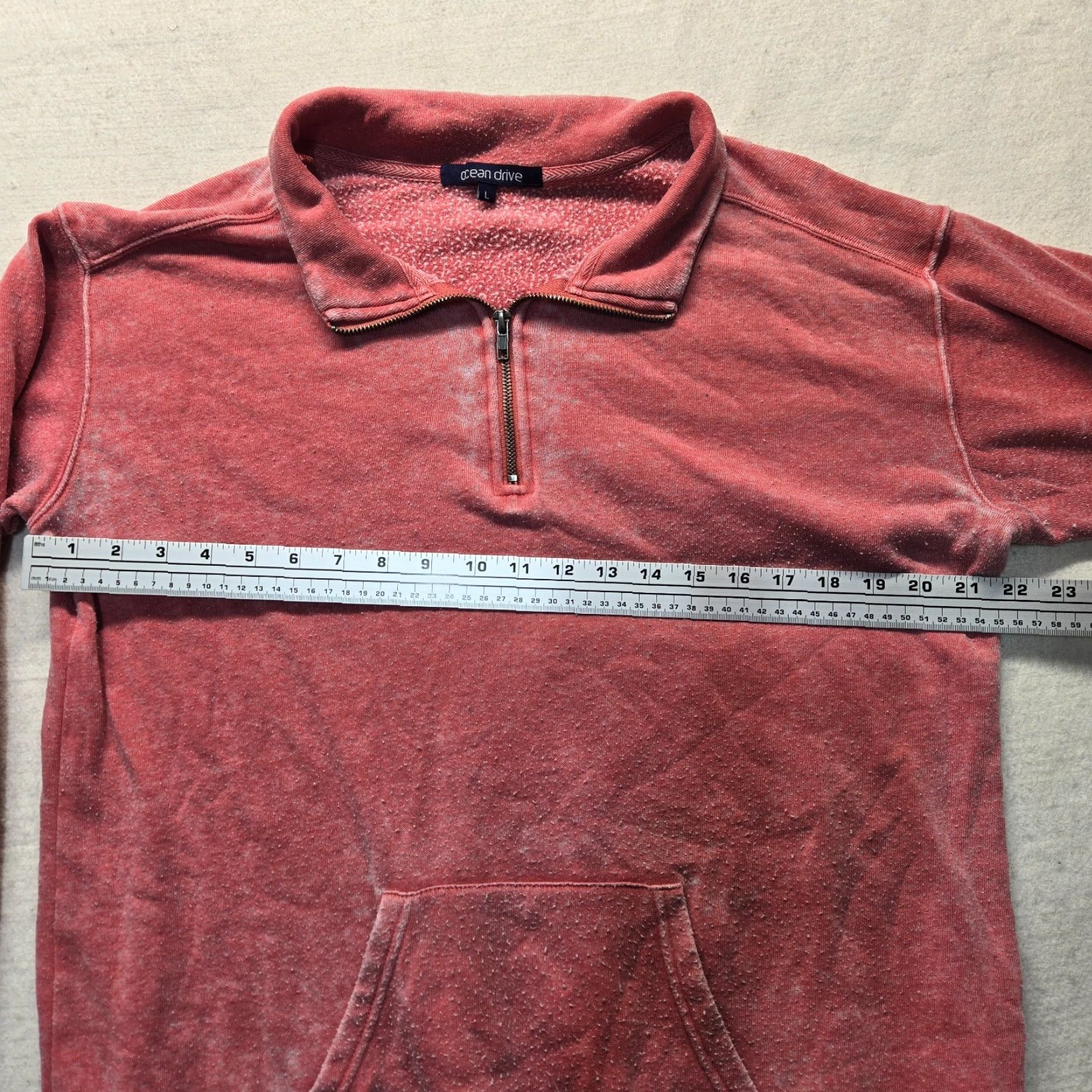 Vintage Ocean Drive Hoodie Solid Pink Red Sweater Pouch Adult Women's L Hooded Round Neck Fall Spring Size L / US 10 / IT 46 - 4 Thumbnail