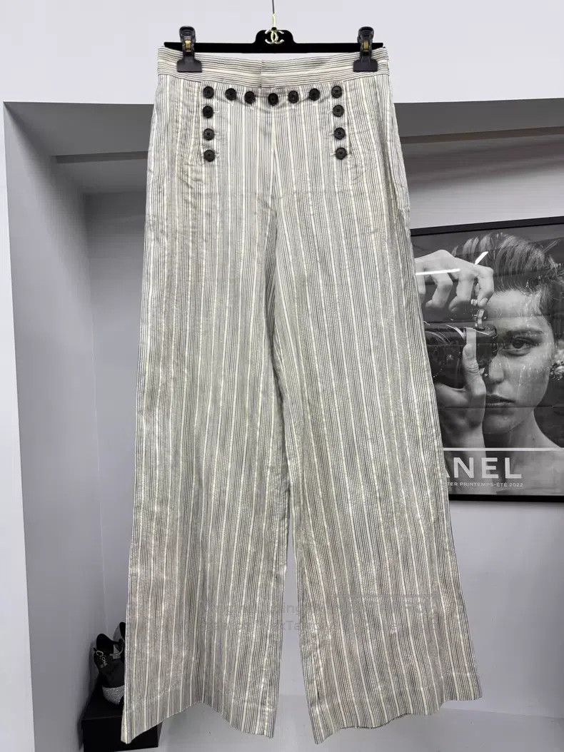Dior Dior Button striped wide-leg pants Size 42" / US 20 - 1 Thumbnail