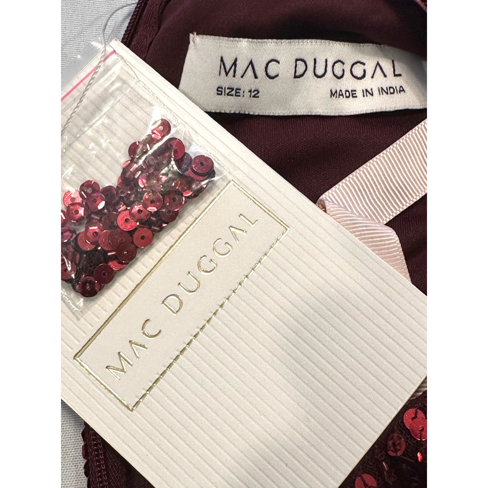 Other Mac Duggal Long Sleeve Ruffle Detail Sequin Dress Red 12 Size XL / US 12-14 / IT 48-50 - 25 Thumbnail