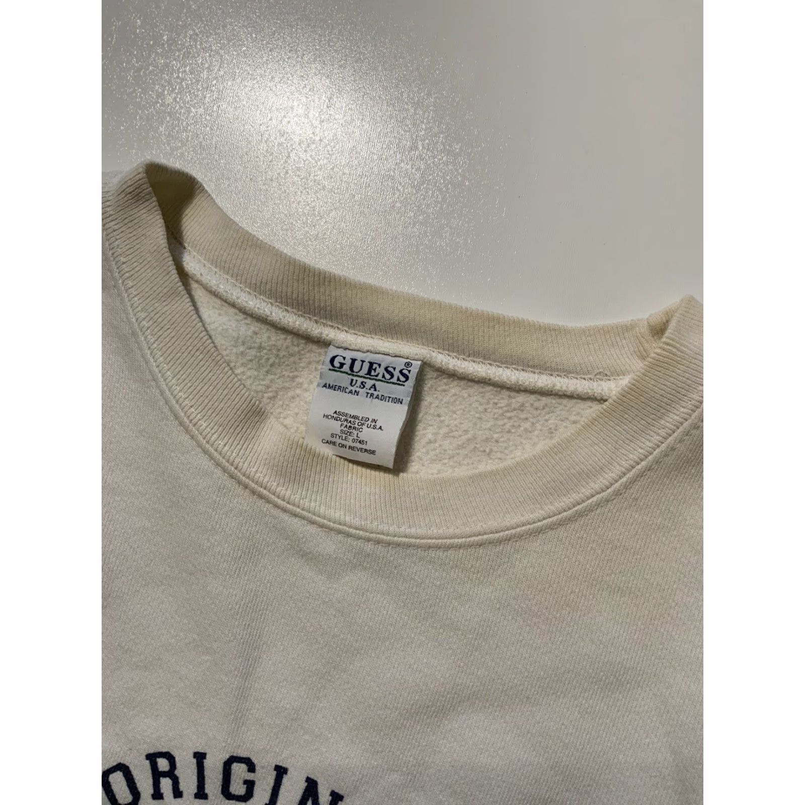 Guess VINTAGE Guess Jeans USA Script Graphic Crewneck Pullover Sweatshirt Mens L White 90s Decade Theme" Size US L / EU 52-54 / 3 - 7 Thumbnail
