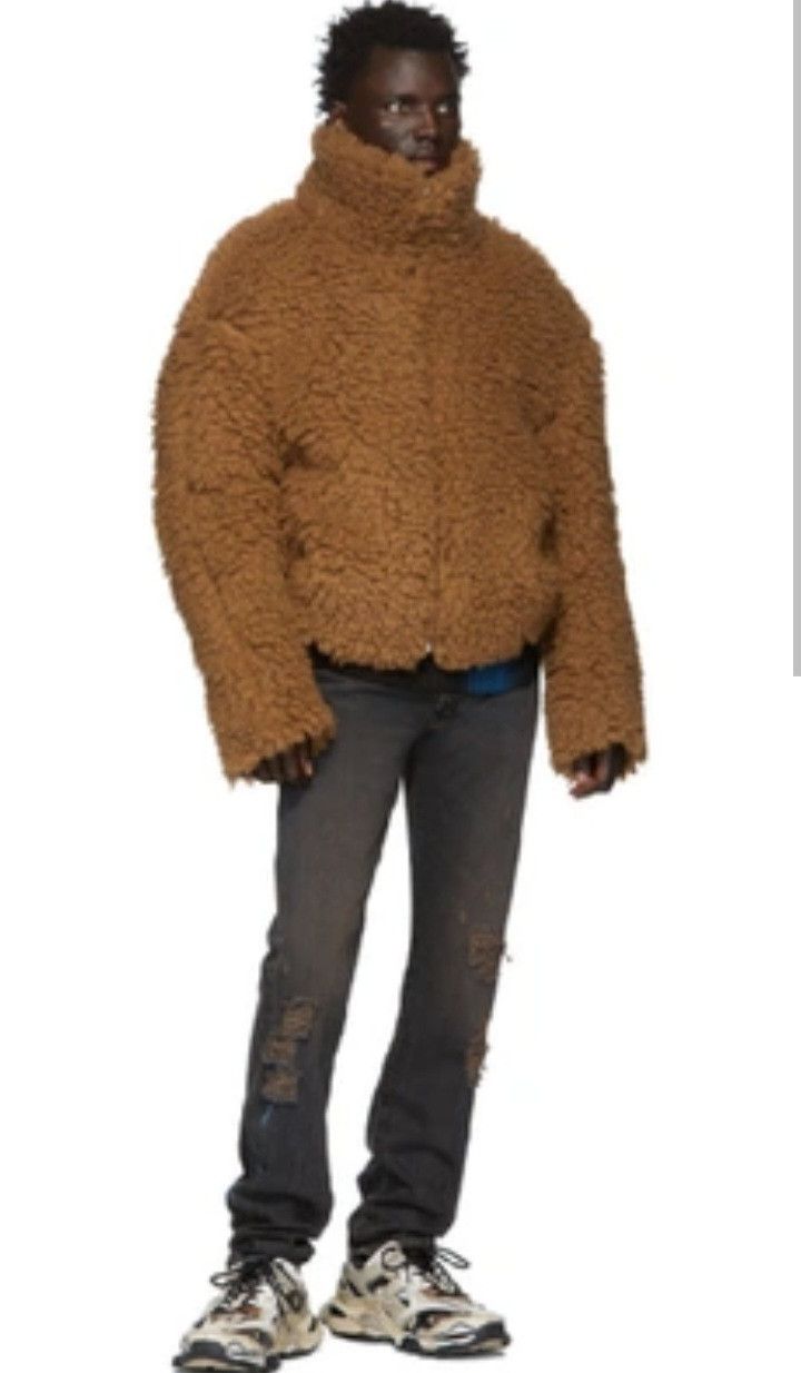 image of Eckhaus Latta Yeti Teddy Sherpa Jacket in Brown, Men's (Size Small)