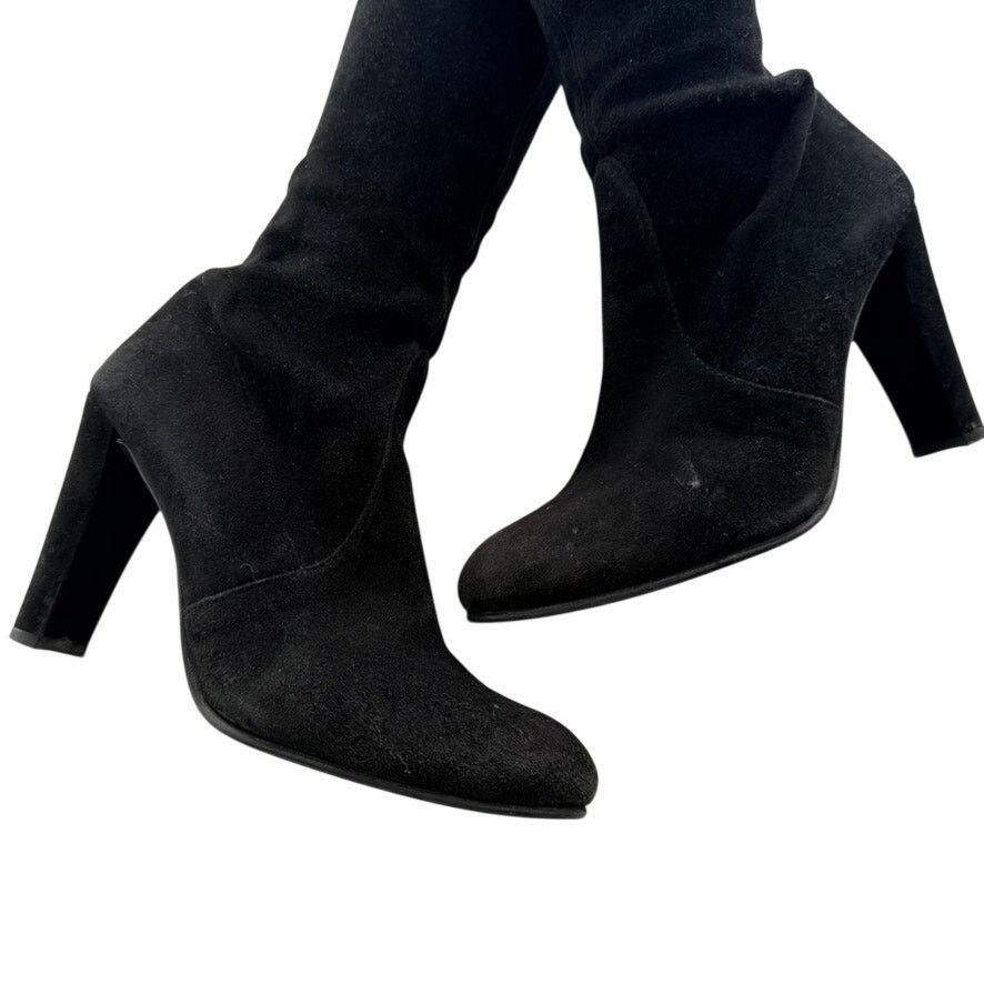 Stuart Weitzman Stuart Weitzman Black Over Knee Stretch Suede Heel Boot 7.5 Size US 7.5 / IT 37.5 - 5 Thumbnail