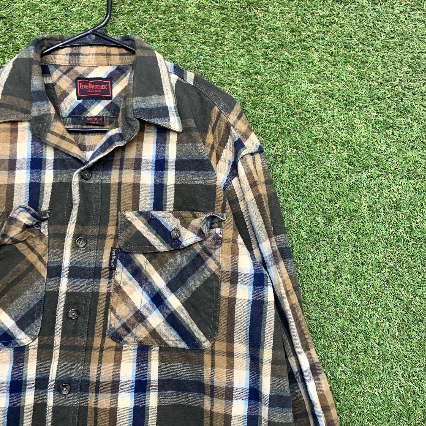 Vintage VINTAGE Five Brothers Flannel Shirt Mens XL Heavy Button-Up Workwear Green Plaid 90s 00s 2000s Casual/Work Mens XL Green Button-Up Shark? Size US XL / EU 56 / 4 - 3 Thumbnail