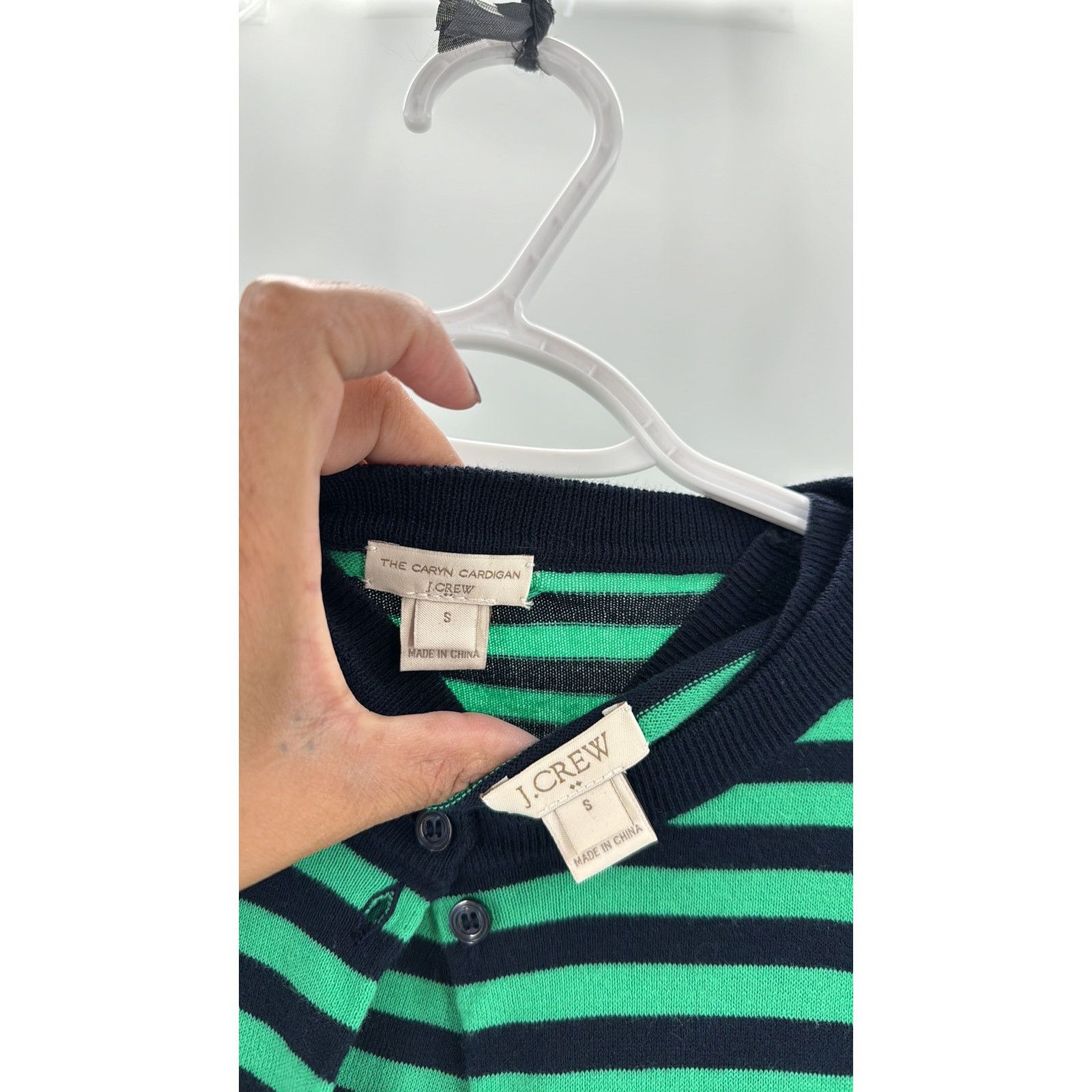 J.Crew J.Crew Striped Caryn cardigan sweater green blue classic set Size S / US 4 / IT 40 - 9 Thumbnail