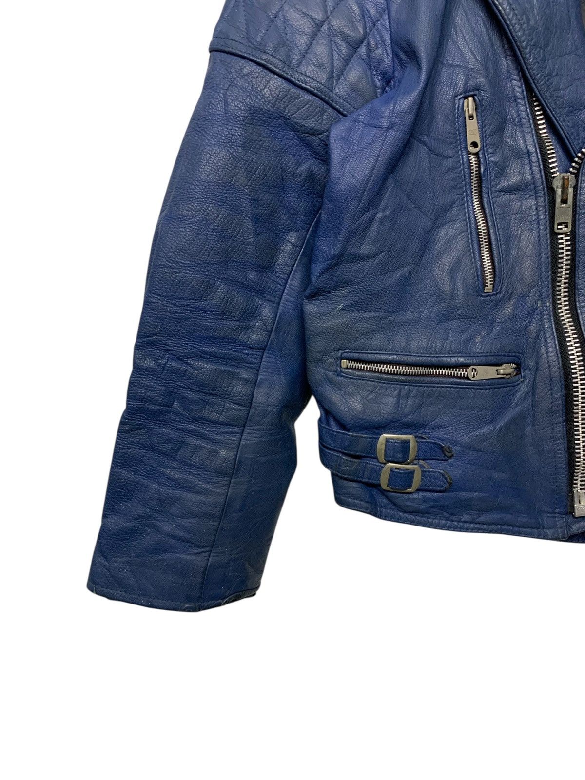 Branded Leather Rare Vintage Waddington Double Collar Blue Leather Jacket Size US M / EU 48-50 / 2 - 7 Thumbnail