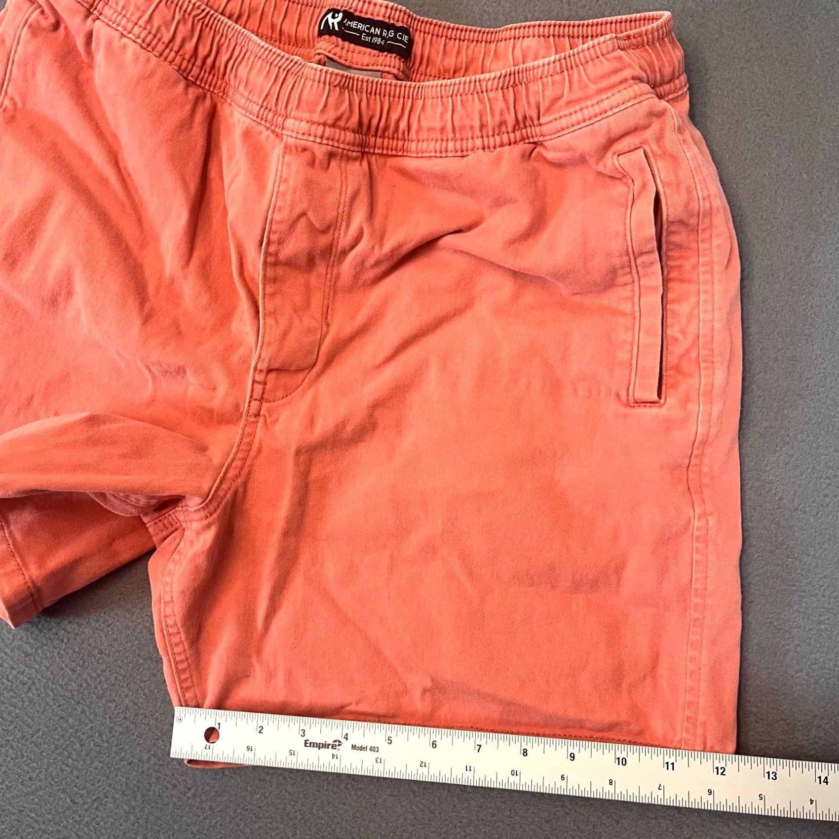 Vintage American Rag Cie Mens Lg Bermuda Shorts 30W 6" Pink Button Pockets Travel Casual Cotton Flat Front Mid Rise Summer Spring Mens Size US 33 - 6 Thumbnail