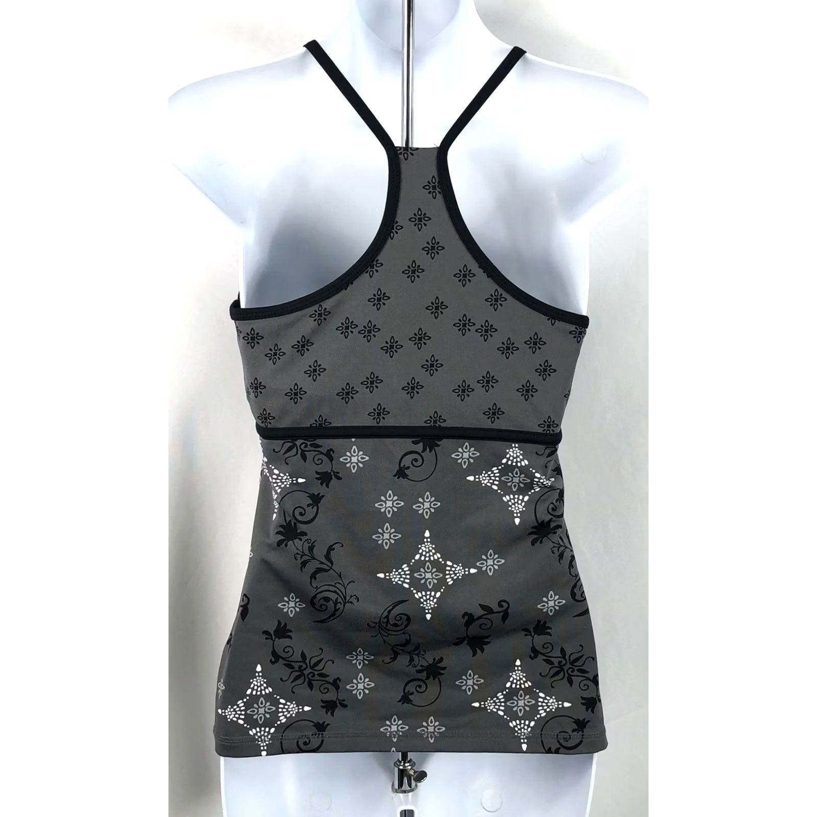 Tek Gear Tek Gear Halter Tank Top S Gray Floral Shelf Bra Racer Back Work Out Yoga Gym Women Size S / US 4 / IT 40 - 3 Thumbnail
