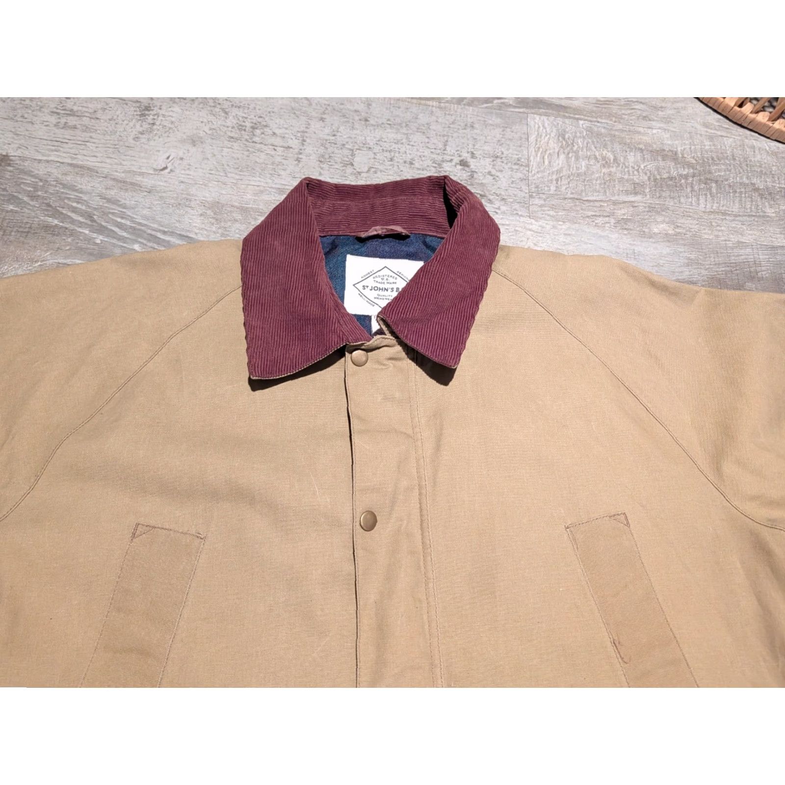 Vintage St Johns Bay Chore Jacket Mens XL Khaki Canvas Lined Workwear Barn Coat Size US XL / EU 56 / 4 - 3 Thumbnail