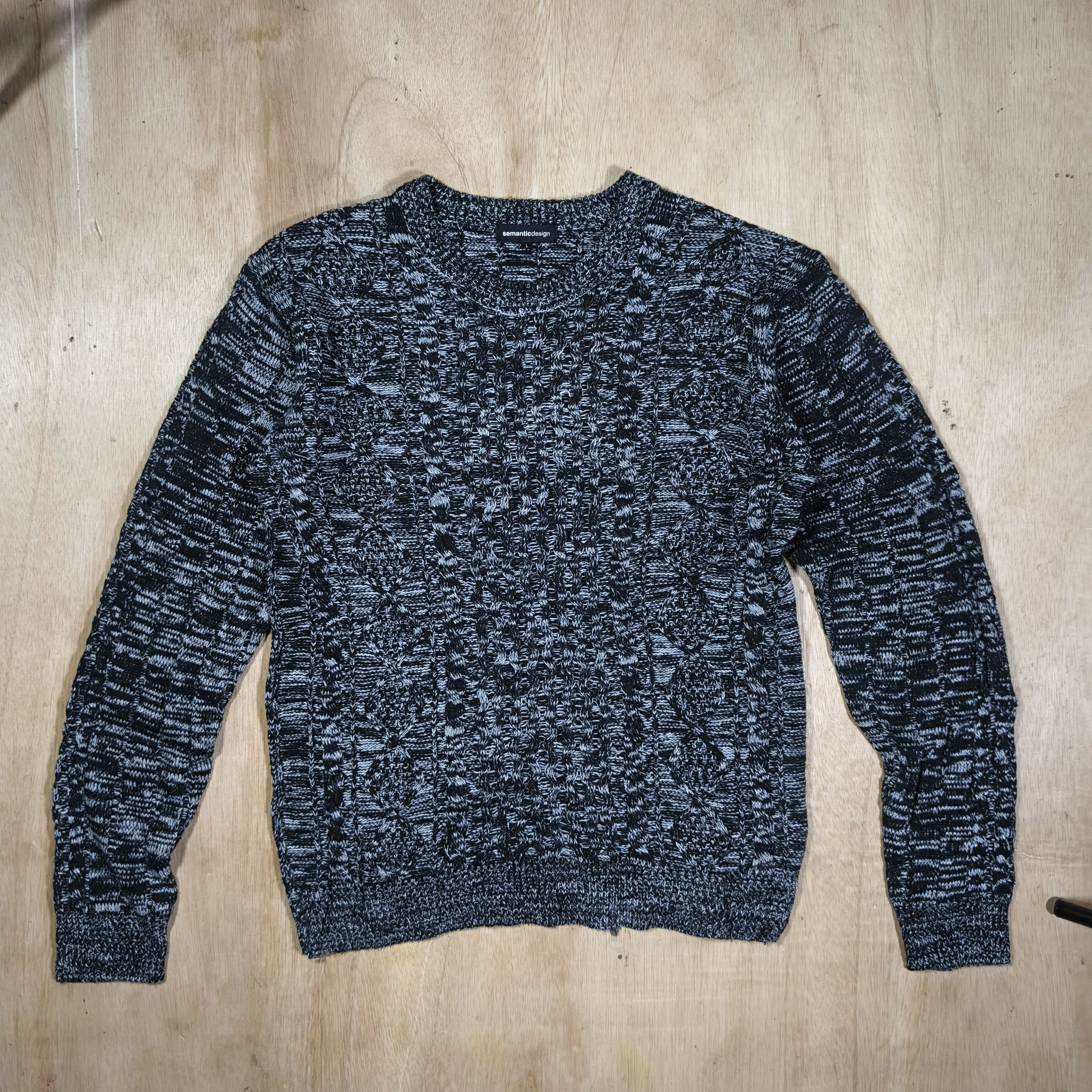 semanticdesign Semanticdesign Black&Grey Marled Cable Knitwear Size US L / EU 52-54 / 3 - 1 Thumbnail