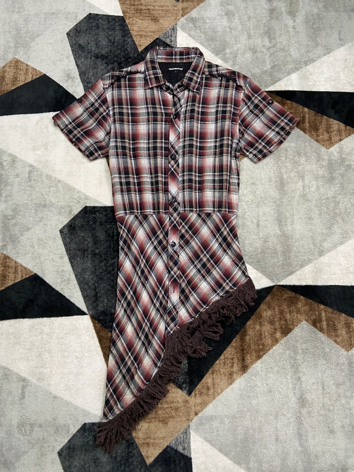 semanticdesign 2000s Semanticdesign Shadowplaid Grunge Dress Shirts Size L / US 10 / IT 46 - 1 Thumbnail