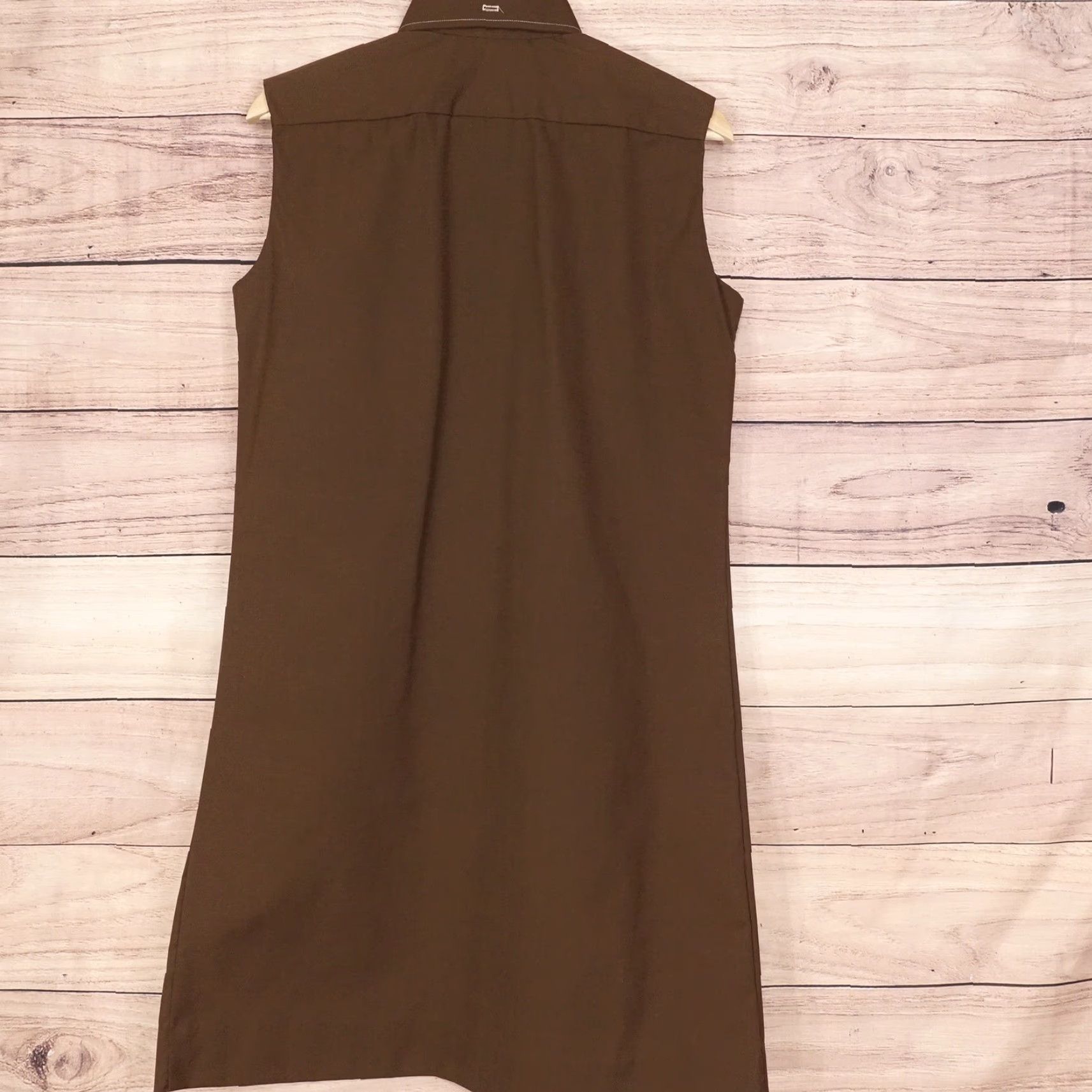 Cos VINTAGE Cos Cob Dress Shirt Dress Womens 13/14 Sleeveless Button Up Brown 70s Deadstock Size M / US 6-8 / IT 42-44 - 7 Thumbnail