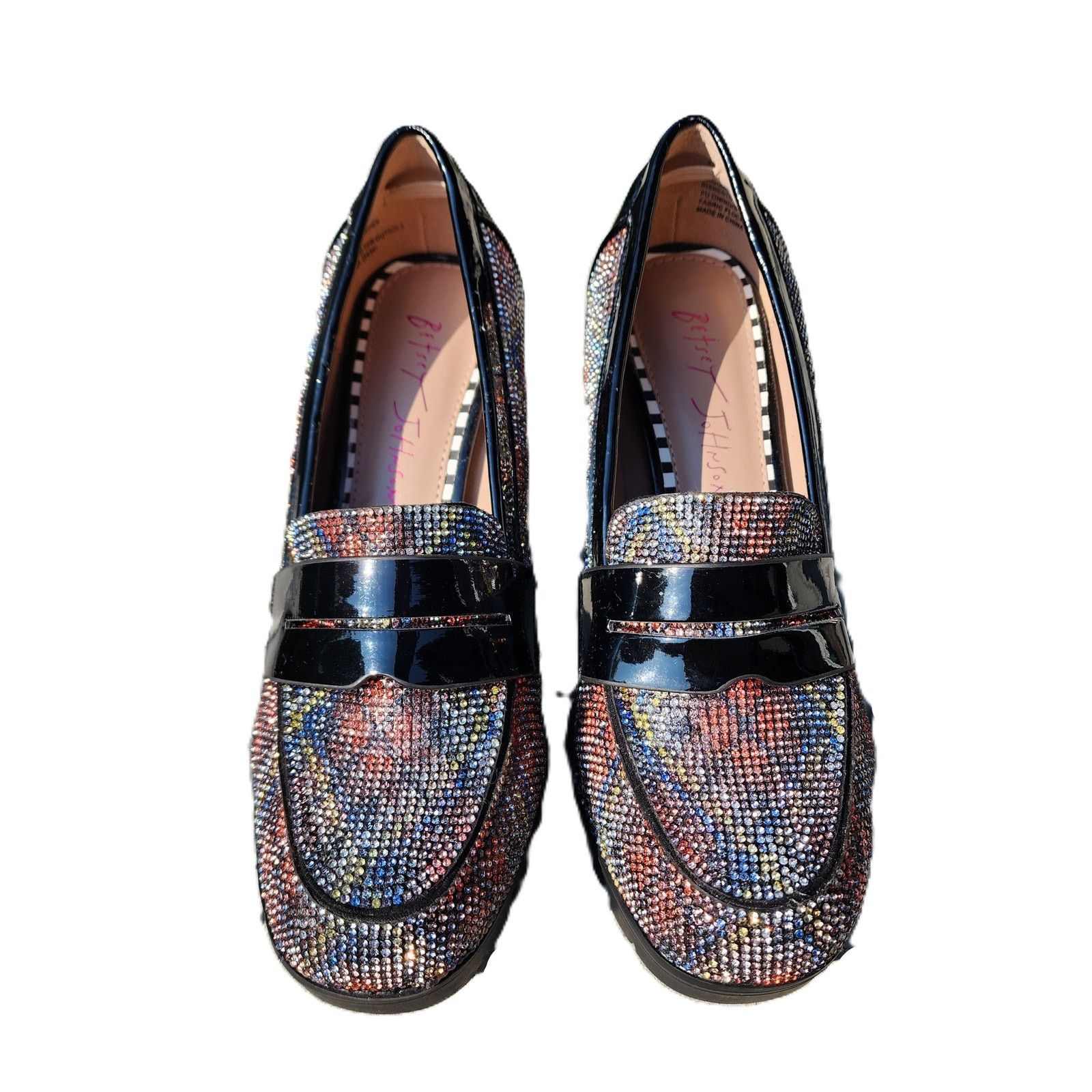 Betsey Johnson Betsey Johnson Adison Rhinestone Faux Patent Leather Loafers Size US 7 / IT 37 - 4 Thumbnail