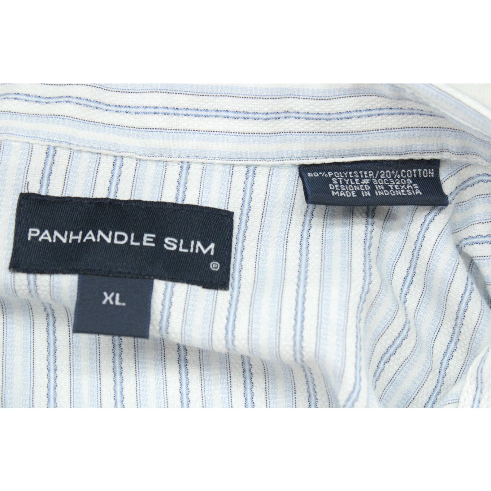 Vintage Panhandle Slim Shirt Mens XL White Blue Striped Pearl Snap Western Ranch Cowboy Button-Up Shirt Size US XL / EU 56 / 4 - 7 Thumbnail