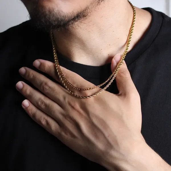 Jewelry Gold 3mm Figaro & Rope Chain Set Size ONE SIZE - 4 Thumbnail