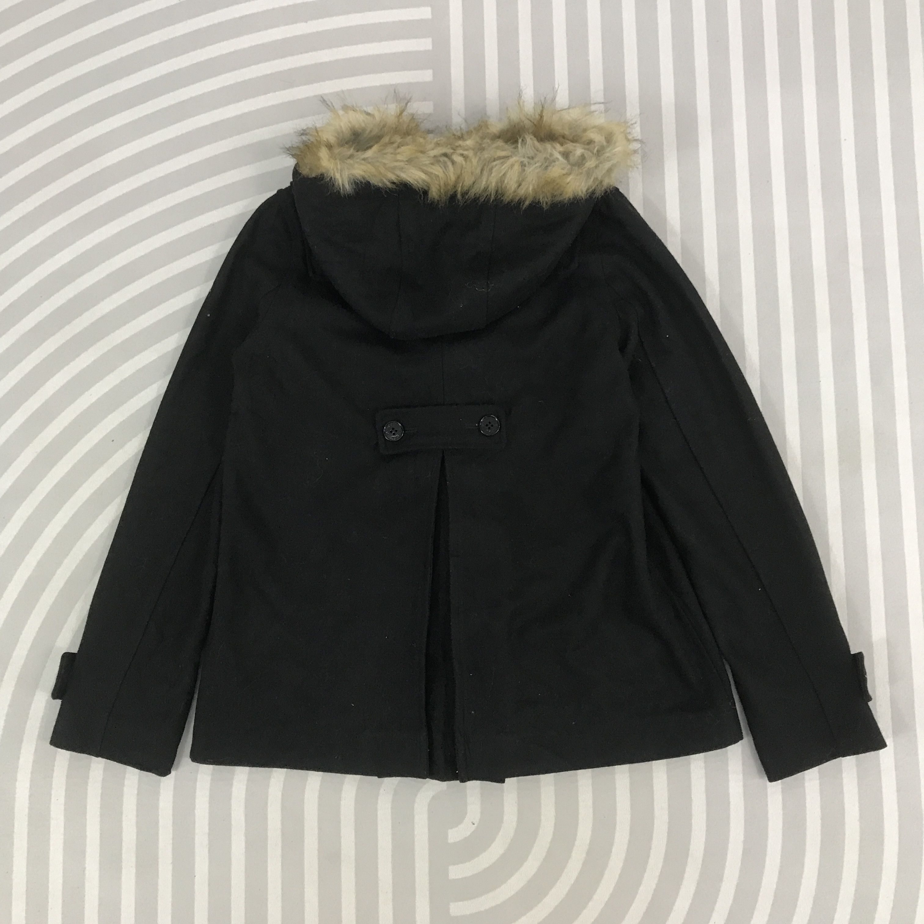 Japanese Brand × Vintage Vintage XGirl japan wool duffer design fur hoodie Jacket Size M / US 6-8 / IT 42-44 - 3 Thumbnail