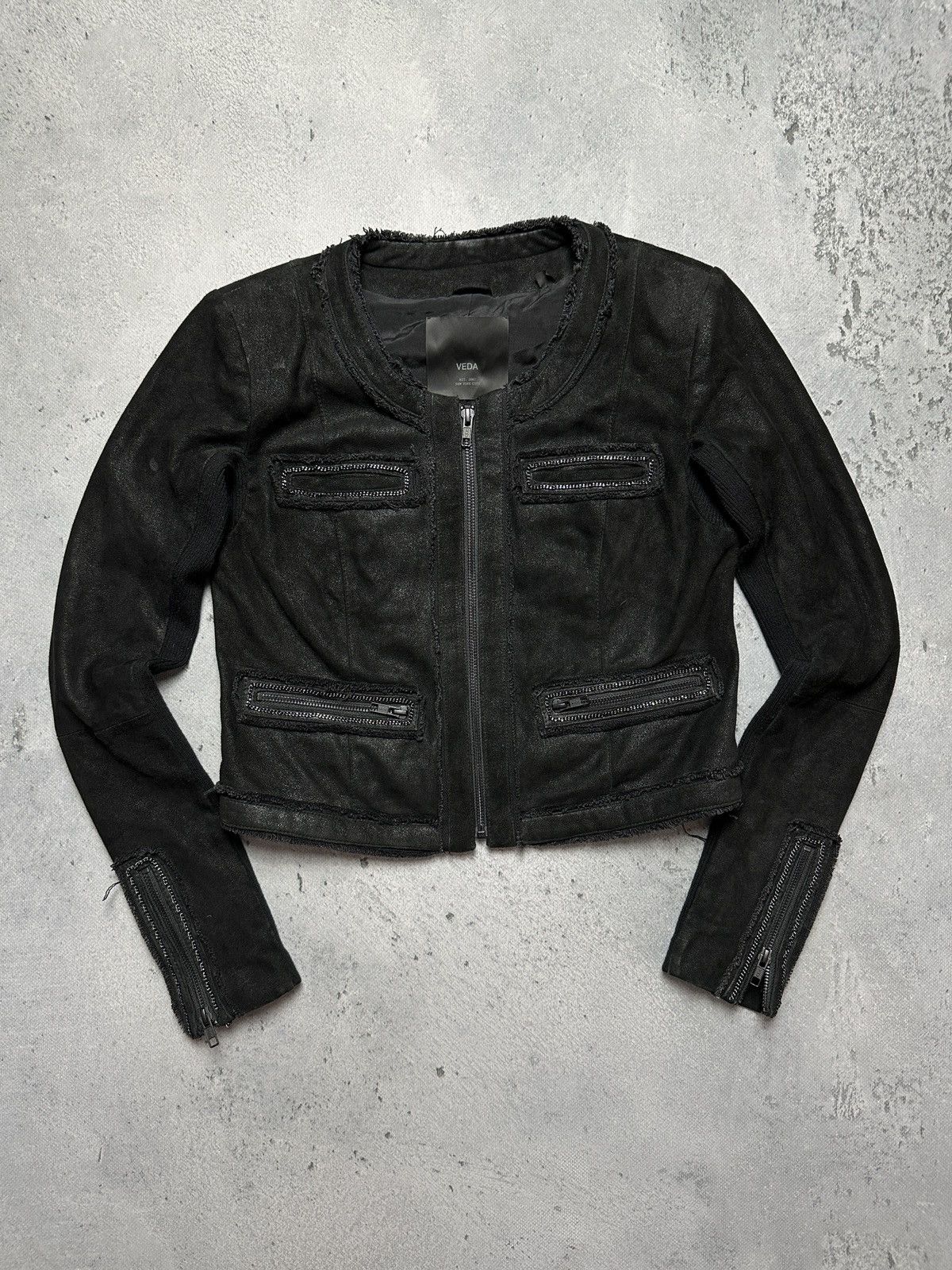 VEDA Veda Leather Biker Short Jacket Hype Avantgarde Lux Item y2k Size S / US 4 / IT 40 - 8 Thumbnail