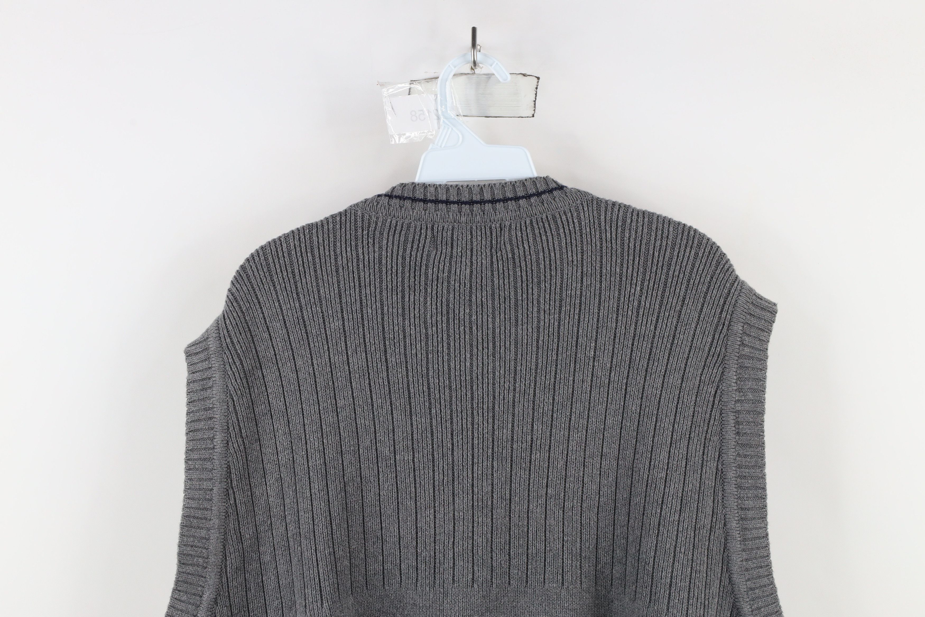 Vintage Vintage 90s Streetwear Cotton Ribbed Knit Sweater Vest Gray Size US XL / EU 56 / 4 - 6 Thumbnail