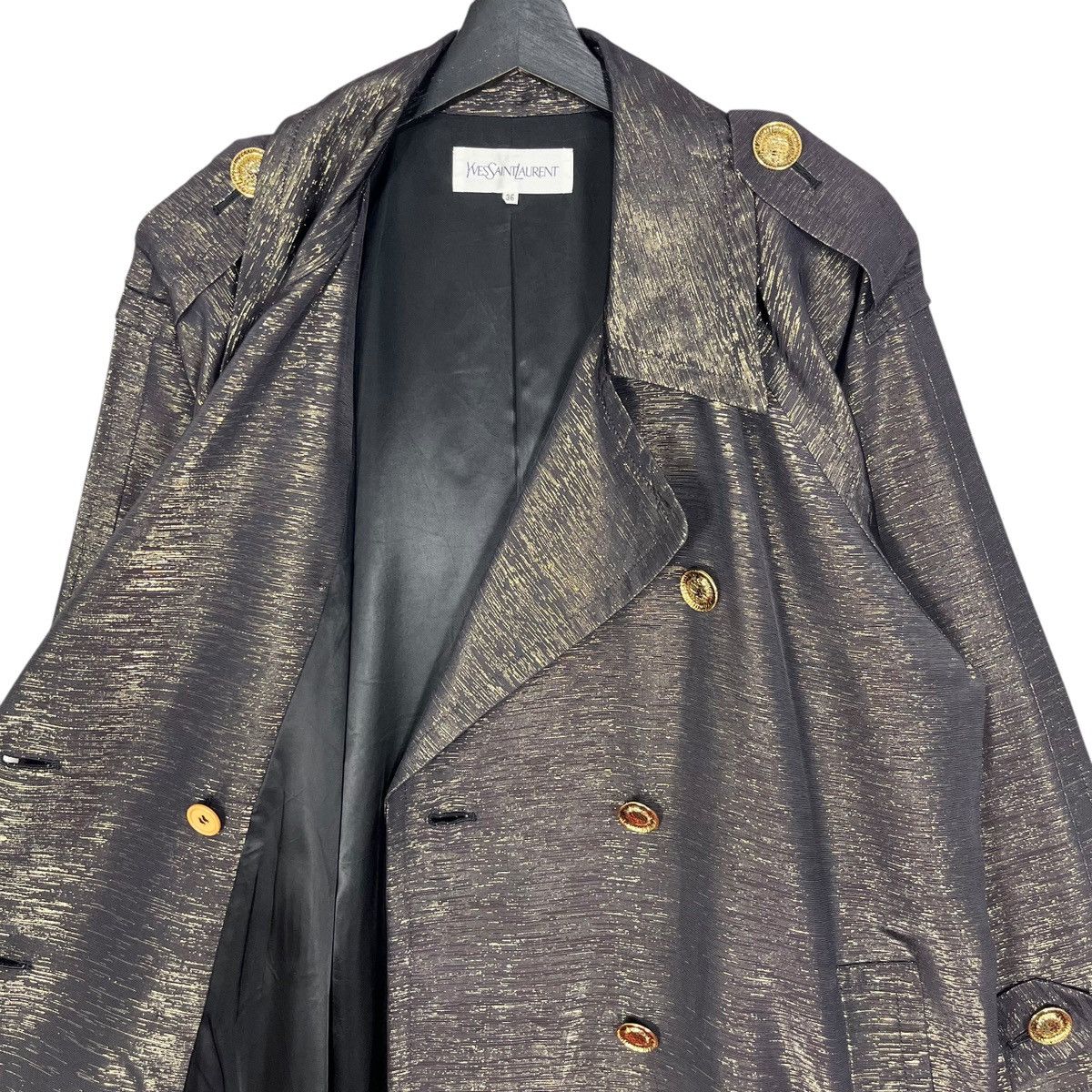 Designer × Yves Saint Laurent Vintage YSL Yves Saint Laurent Gold Weaving Trench Coat Size XS / US 0-2 / IT 36-38 - 9 Thumbnail