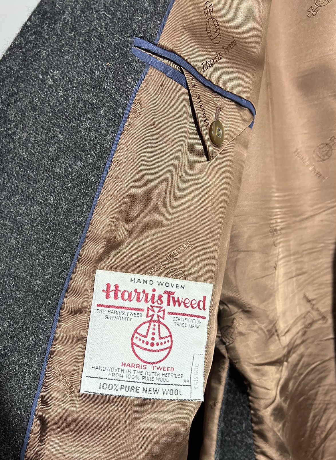 Harris Tweed × Vintage Vintage Harris Tweed Dark Gray Classic Blazer Two Button Size US XL / EU 56 / 4 - 12 Thumbnail