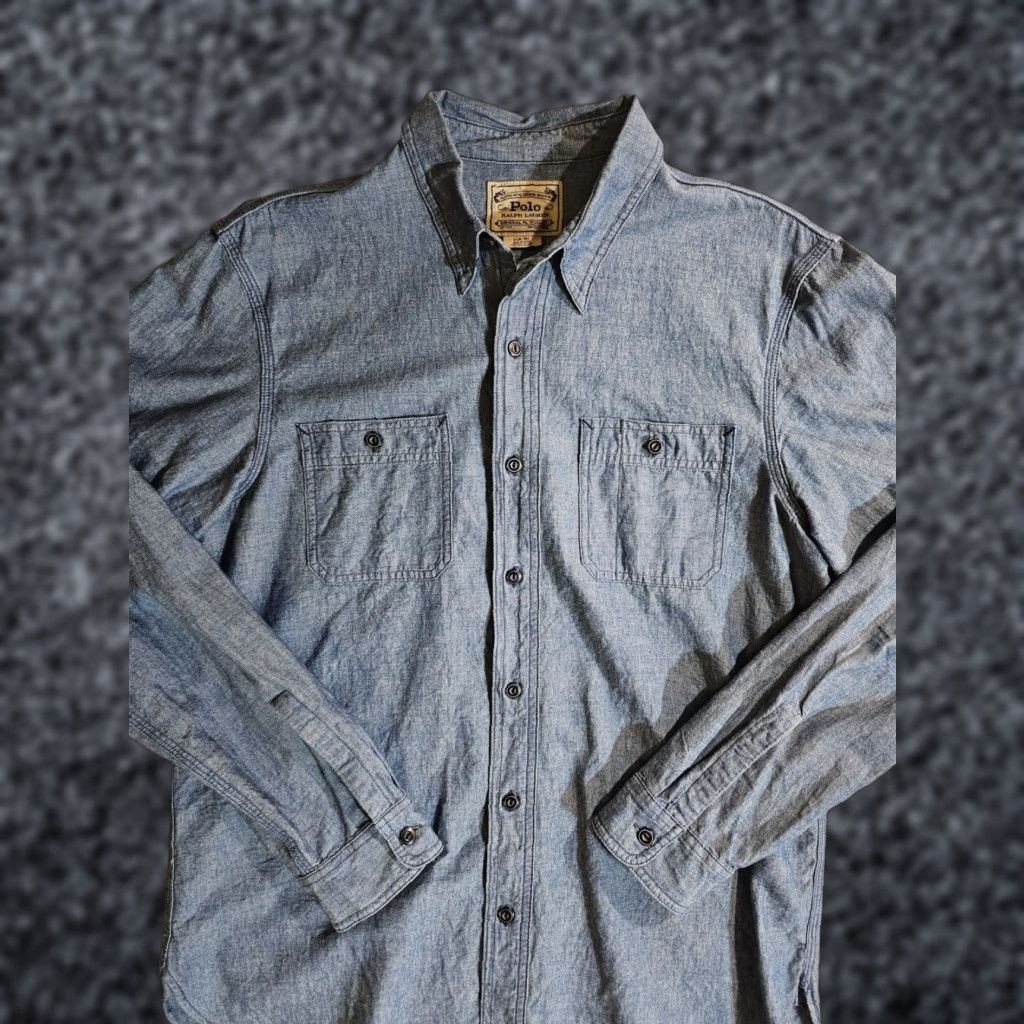 Polo Ralph Lauren VINTAGE Polo Ralph Lauren Button-Up Shirt Denim Goods 80s 90s Mens L Blue Cotton Shirt Polo Ralph Lauren Mens L Size US L / EU 52-54 / 3 - 1 Thumbnail
