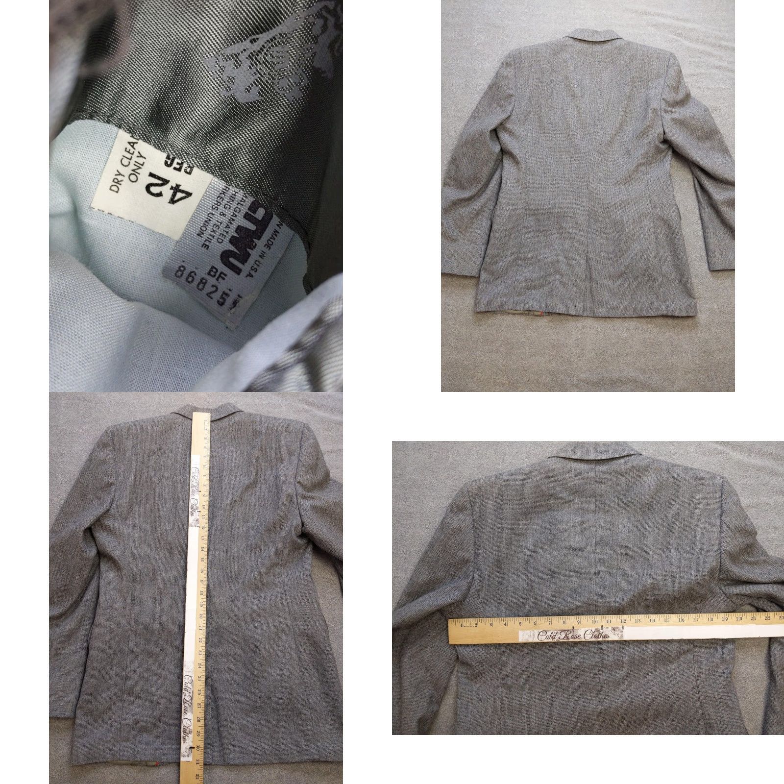 Stafford Stafford Blazer Mens 42 Regular Unstructured Sport Coat Classic Two Button USA Gray Wool Tweed Solid Vintage: No Mens Size 42R - 8 Thumbnail