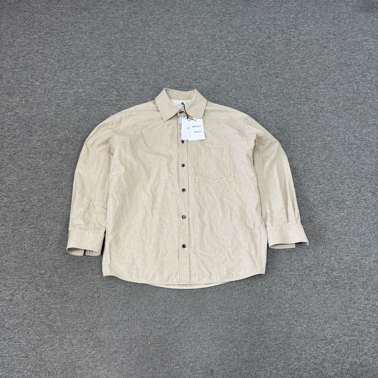 Bottega Veneta Bottega Veneta Beige Linen Shirt Jacket Size US S / EU 44-46 / 1 - 1 Thumbnail