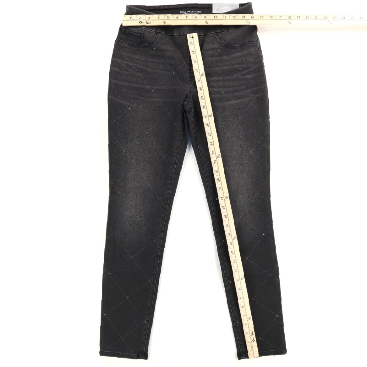Vintage Chico's Stretch Pull On Jegging Allover Bead Black Women's 4 Pants Slim Pull On Bead Cotton Blend Woven Career PANTS Womens 4 Black Size 27" / US 4 / IT 40 - 3 Thumbnail