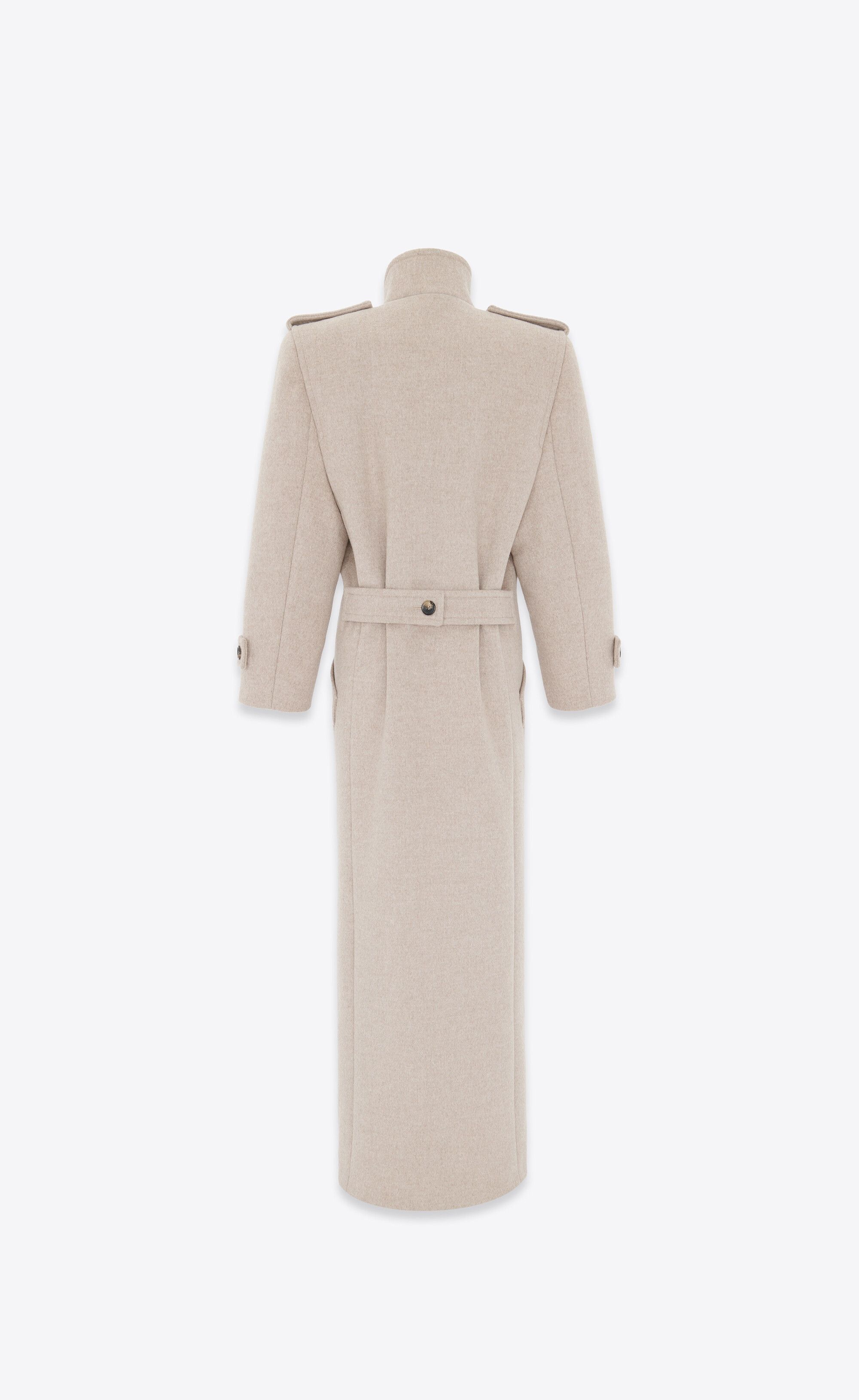 Saint Laurent Paris o1s1wg111224 Oversized Coat in Wool in Light Beige Size L / US 10 / IT 46 - 3 Thumbnail