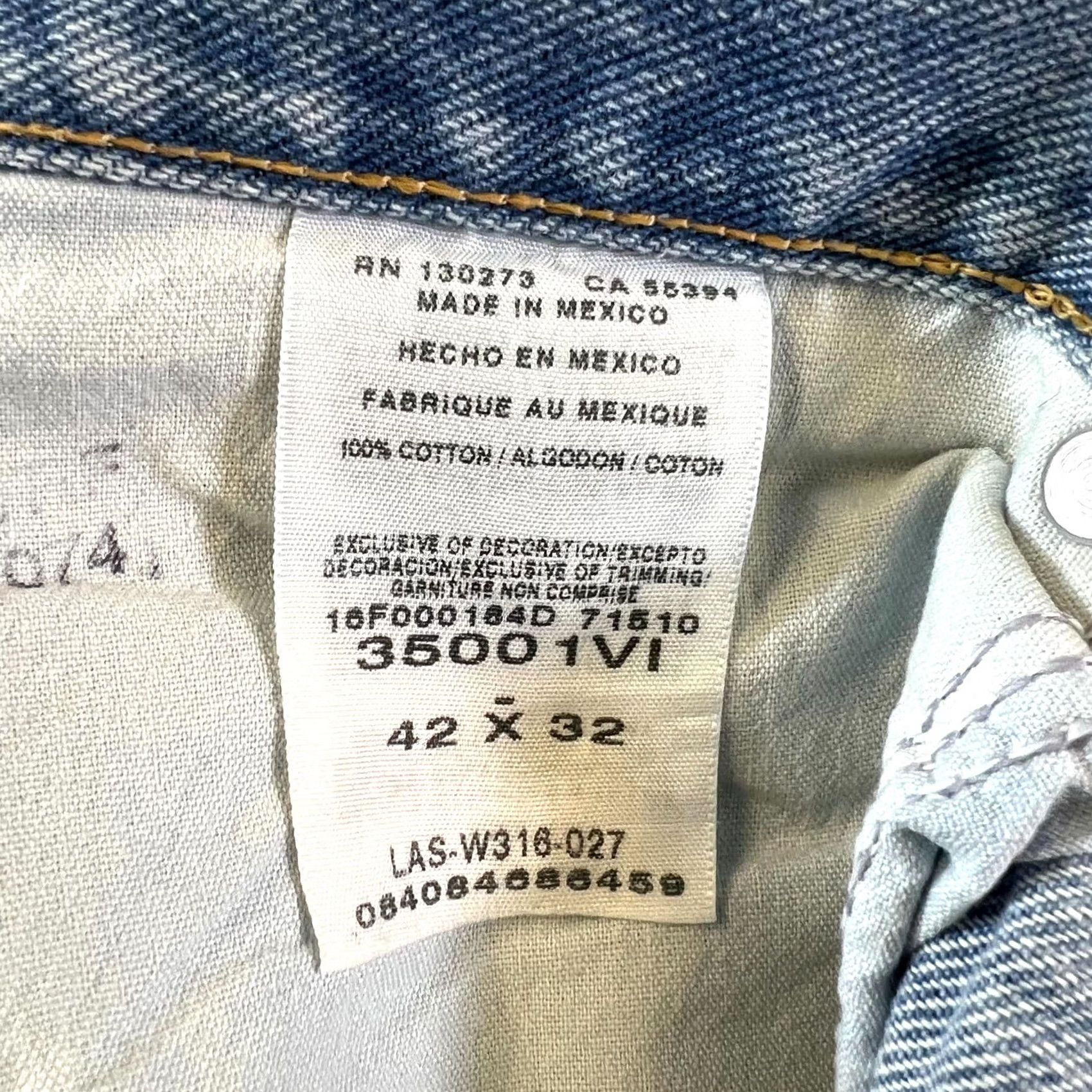 Wrangler Wrangler Jeans Mens 42x32 Blue Denim Light Wash 5-Pockets Zip Fly Outdoor Skater Jeans Size US 42 / EU 58 - 6 Thumbnail