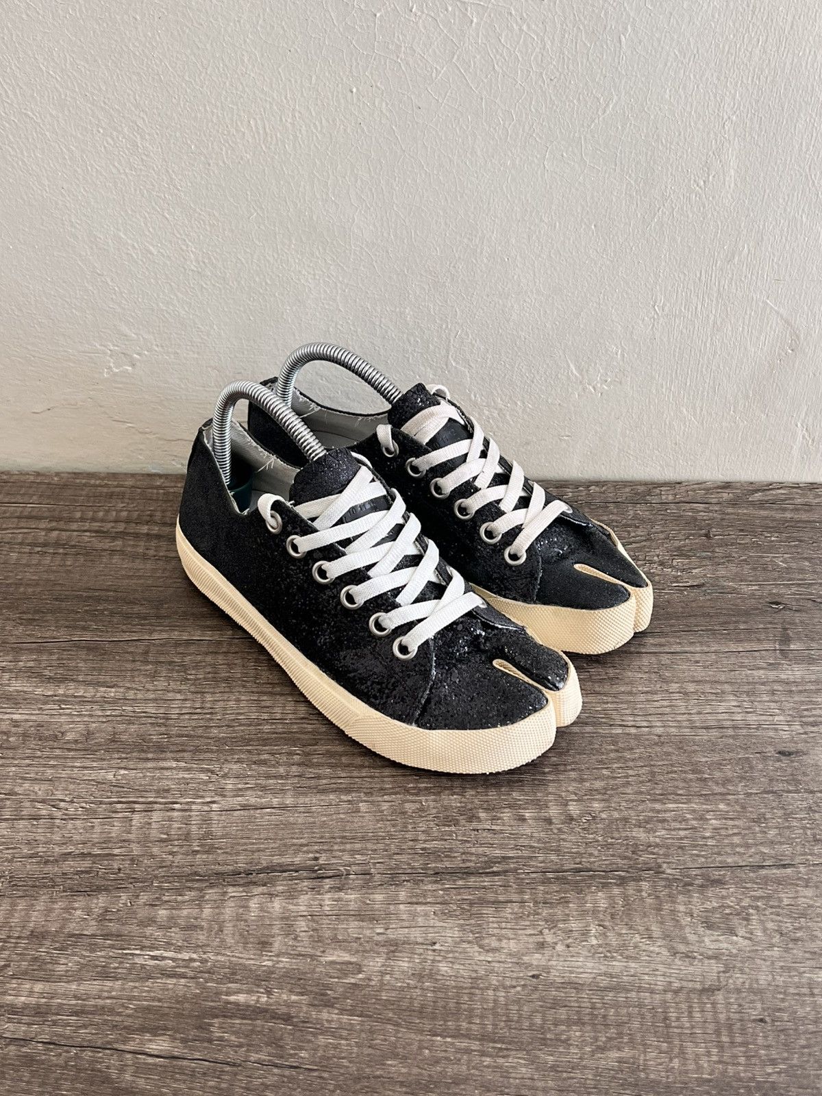 Maison Margiela Black Glitter Tabi Sneakers Size US 7 / IT 37 - 3 Thumbnail
